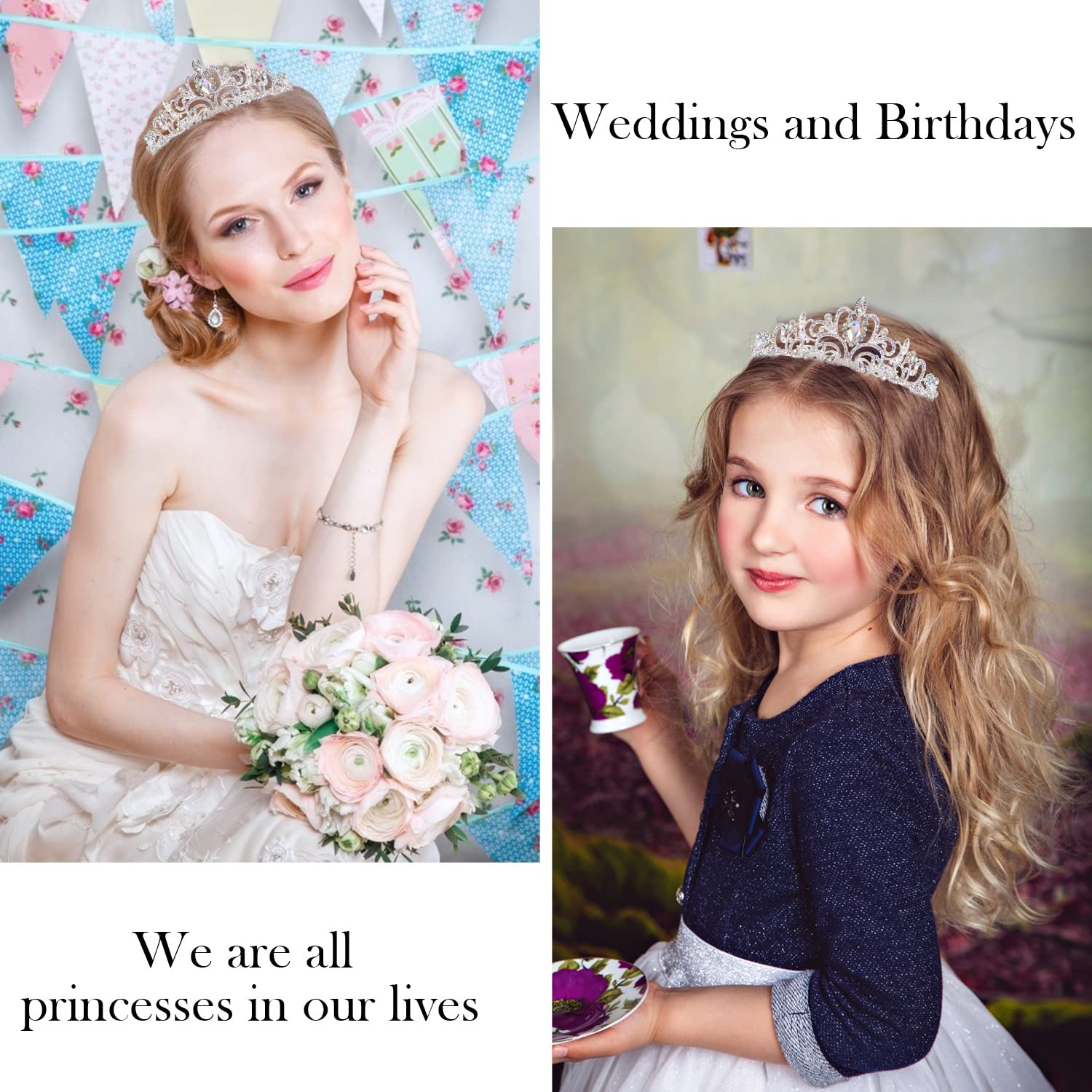 Velscrun Princess Crown, Happy Birthday Girl Tiara, Birthday Princess Sash Crowns For Women, Princess Cake Topper Headband, Birt
