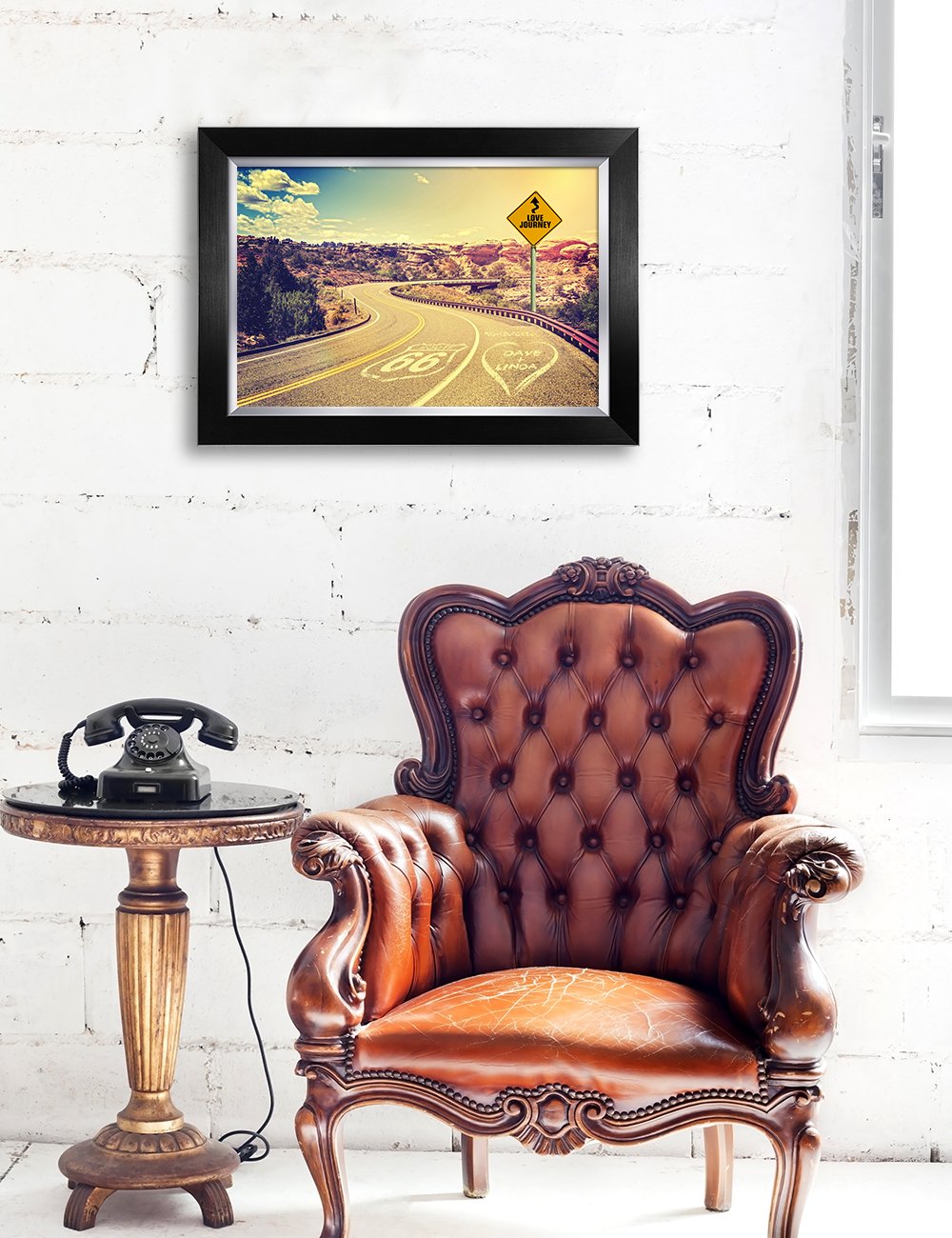 Ipic - Love Journey Personalized Framed Artwork For Romantic Anniversary And Wedding Gifts; Picture Size: 18X12, Framed Size: 21