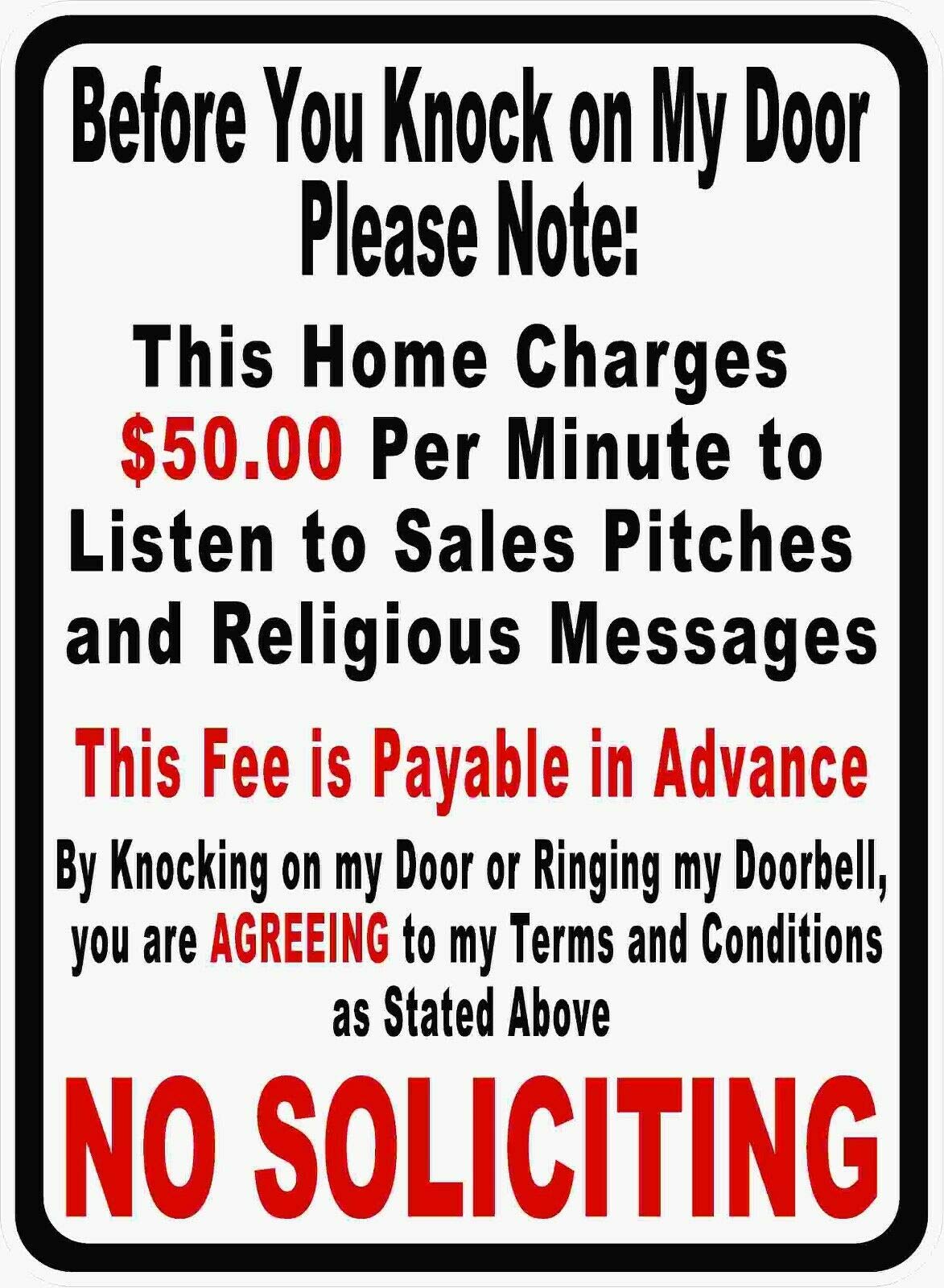 Before You Knock On My Door Sign No Soliciting Metal Sign 12x8