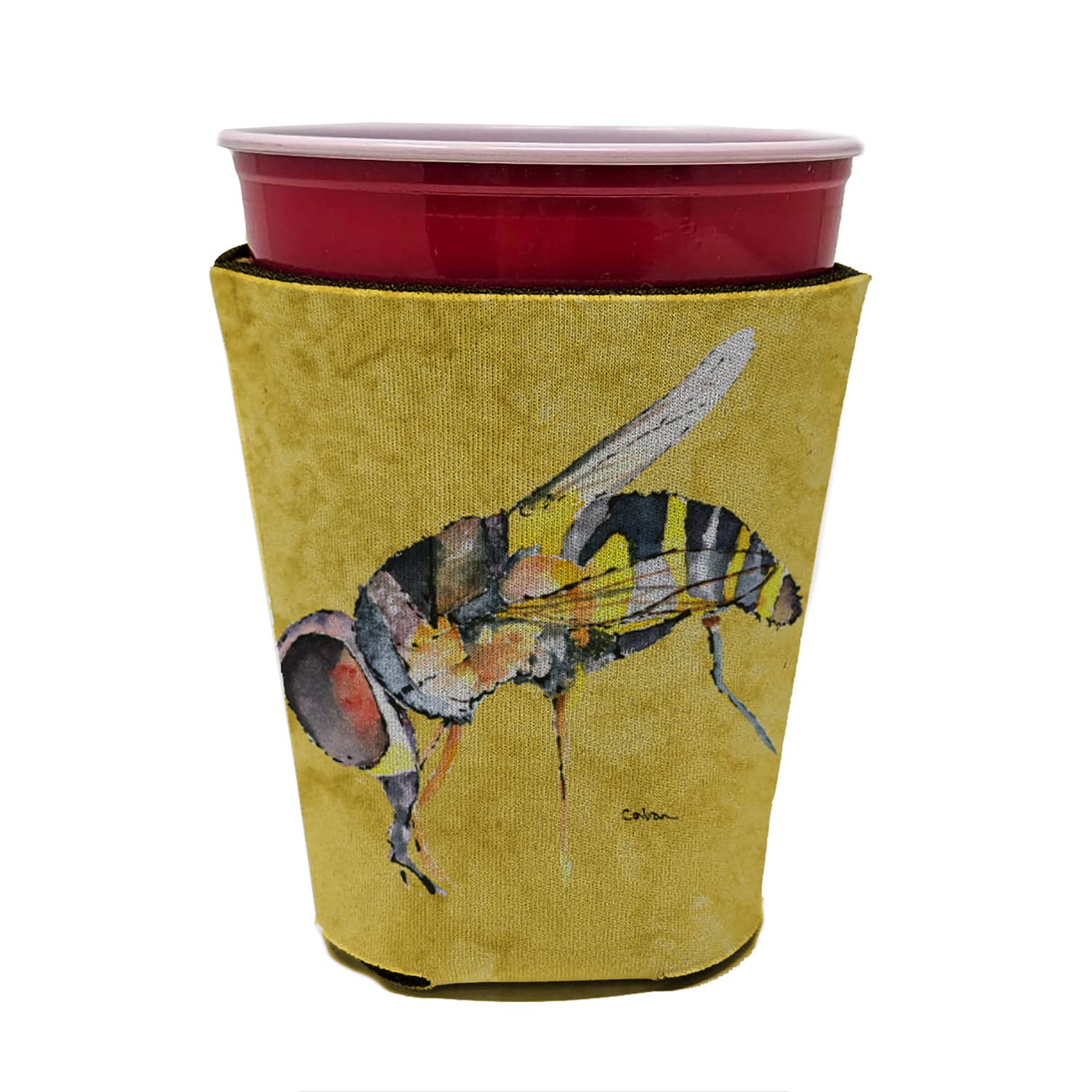 Bee on Yellow Red Solo Cup Beverage Insulator Hugger