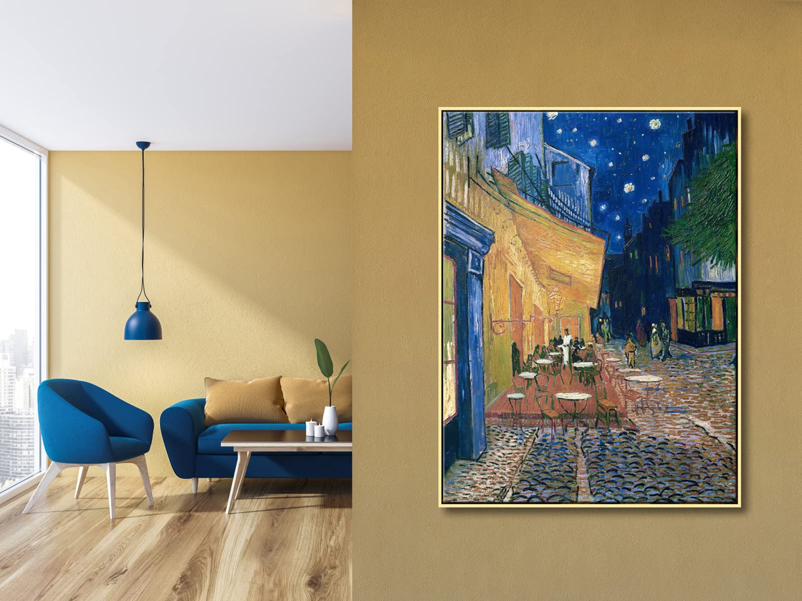 Wieco Art Large Framed Art Canvas Prints Of Cafe Terrace At Night Canvas Prints Wall Art By Van Gogh Paintings Reproduction Abst