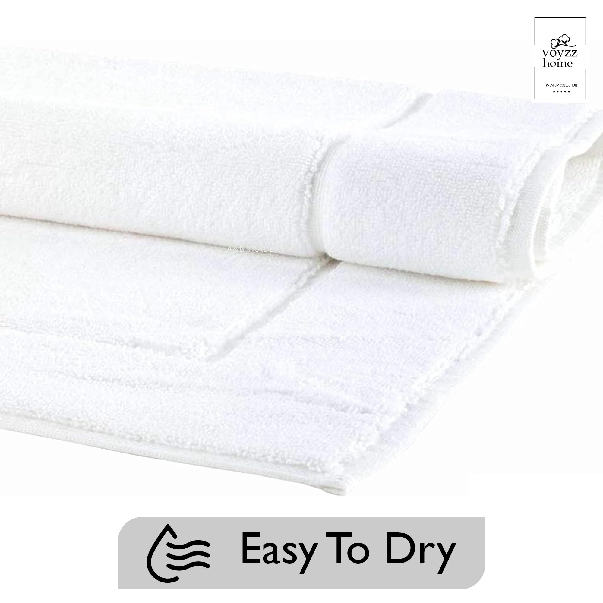 Voyzz Home Premium 100% Cotton Bath Mat Floor Towel Set | 2 Pack Of Super Soft & Absorbent Luxury Terry Bath Mats, Hotel, Spa, S