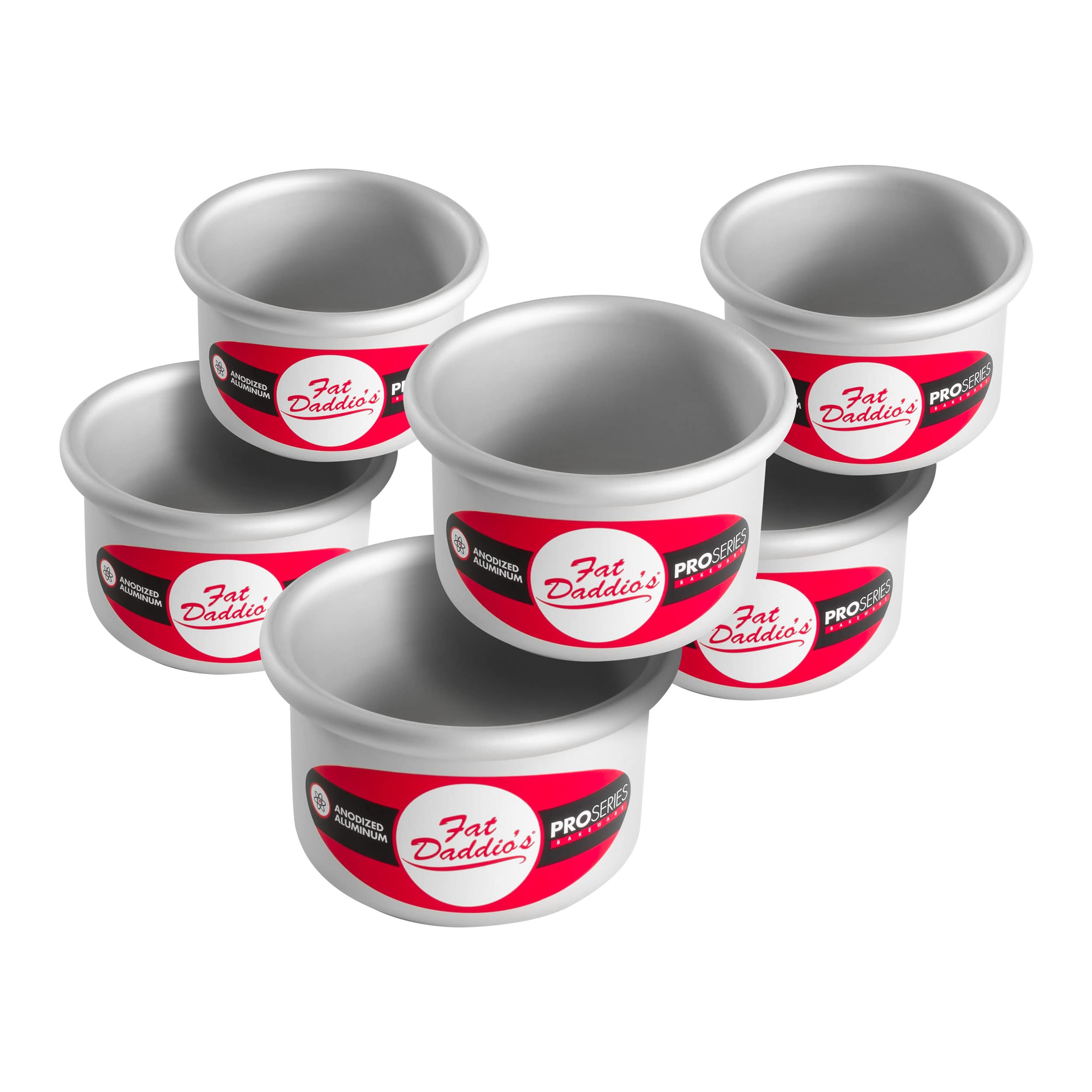 Fat Daddio'S Anodized Aluminum Round Cake Pans, 6 Piece Set, 3 X 2 Inch