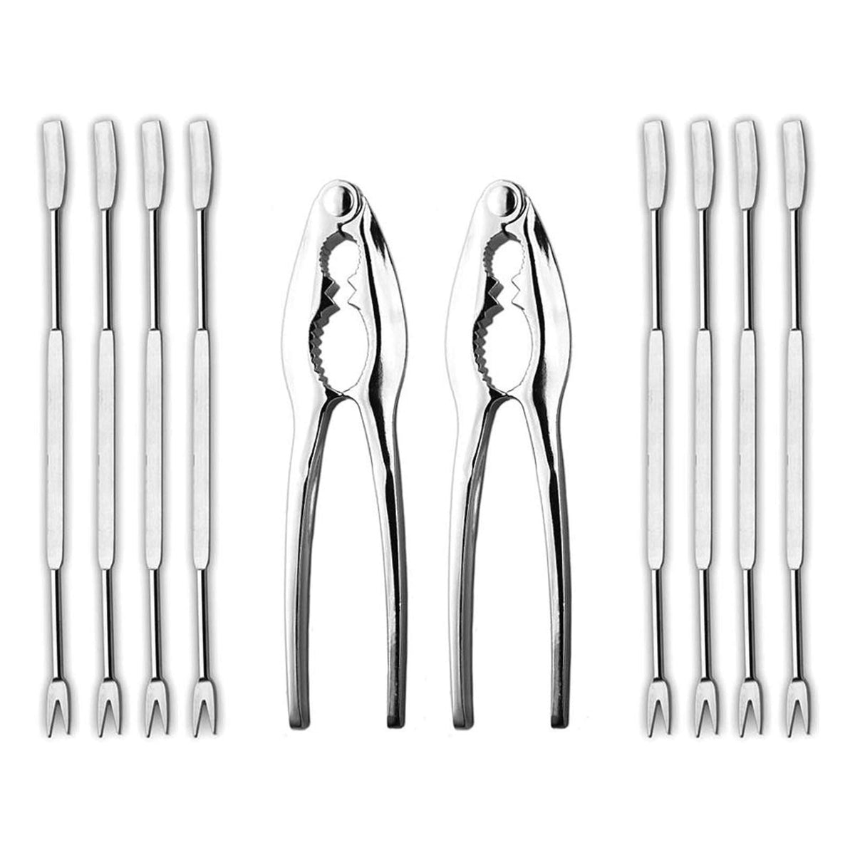 Hiware Lobster Crackers And Picks Set, 10-Piece Crab Leg Cracker Tools - Stainless Steel Seafood Crackers & Forks Nut Cracker Se