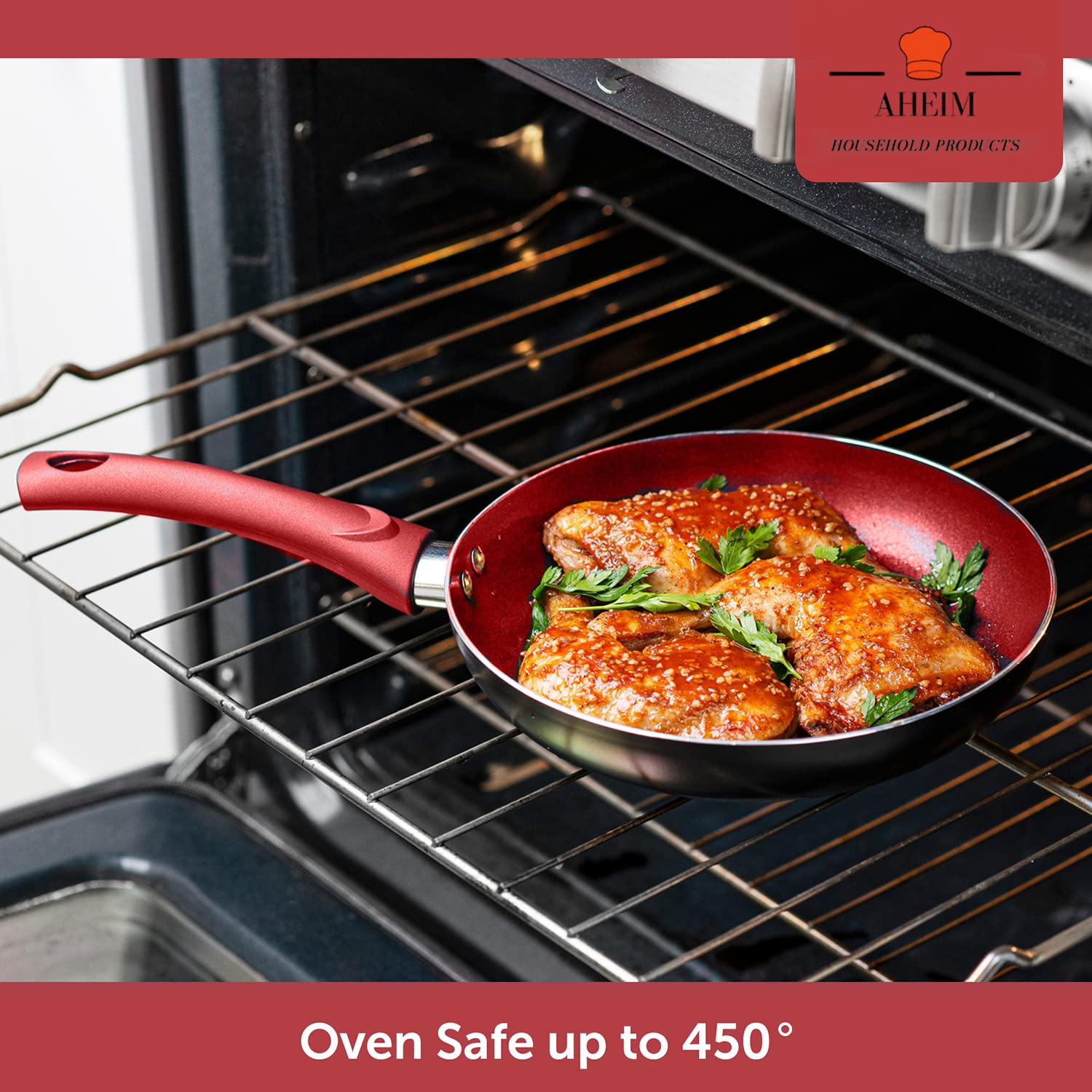 AHEIM Pots and Pans Set, Aluminum Nonstick Cookware Set, Fry Pans, Casserole with Lid, Sauce Pan, and Utensils, 11 Piece Cooking