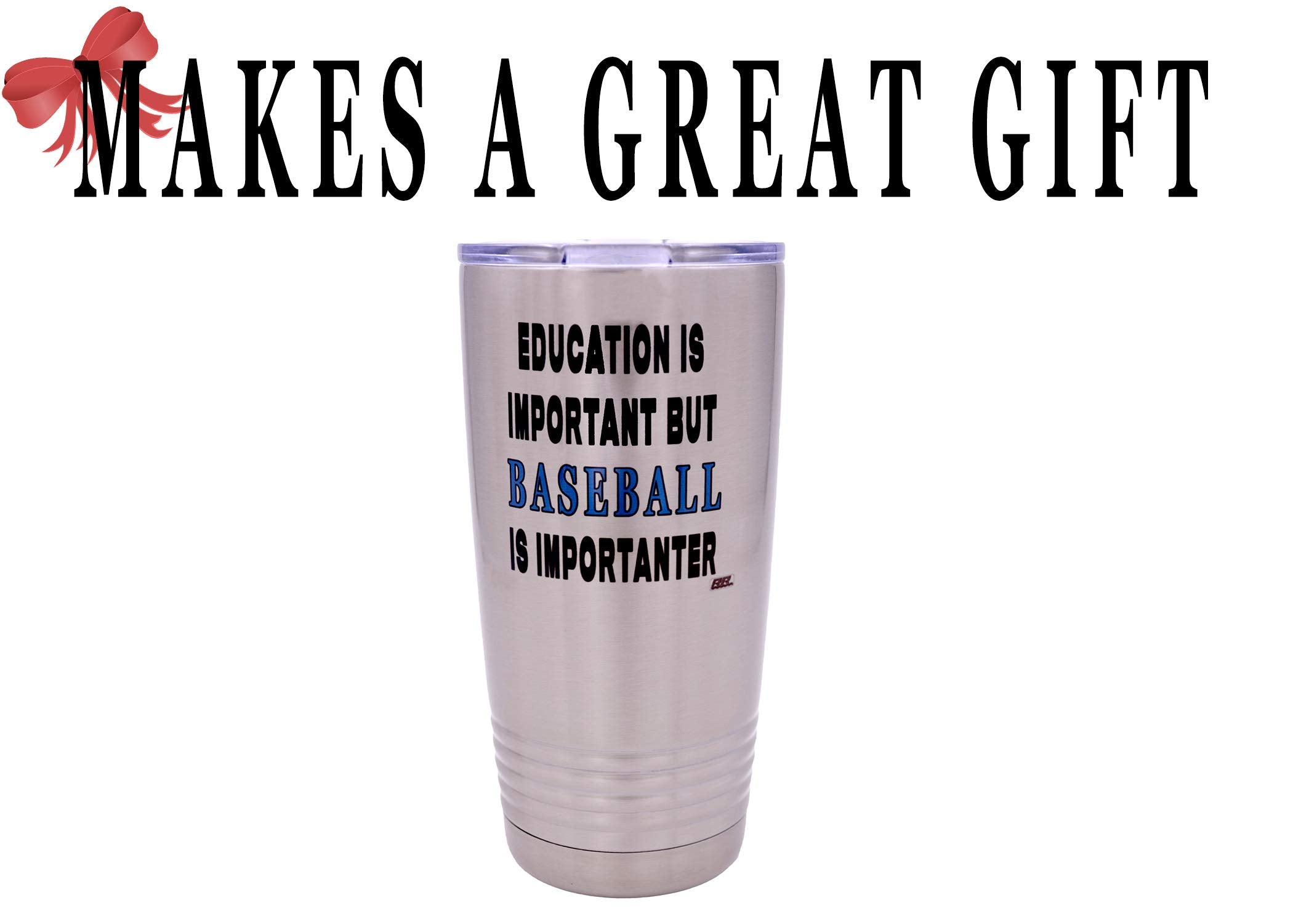 Rogue River Tactical Funny Baseball Player 20 Oz. Travel Tumbler Mug Cup W/Lid Education Important Gift Idea