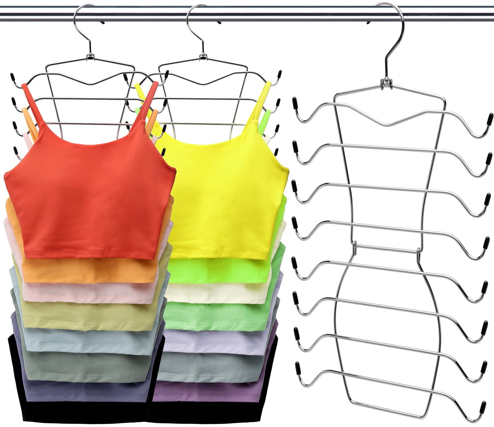 3 Pack Closet-Organizer,8 Tier Tank-Top-Hanger,Closet-Organizers-And-Storage Bra-Hangers-Space-Saving,Apartment Dorm-Room-Essent