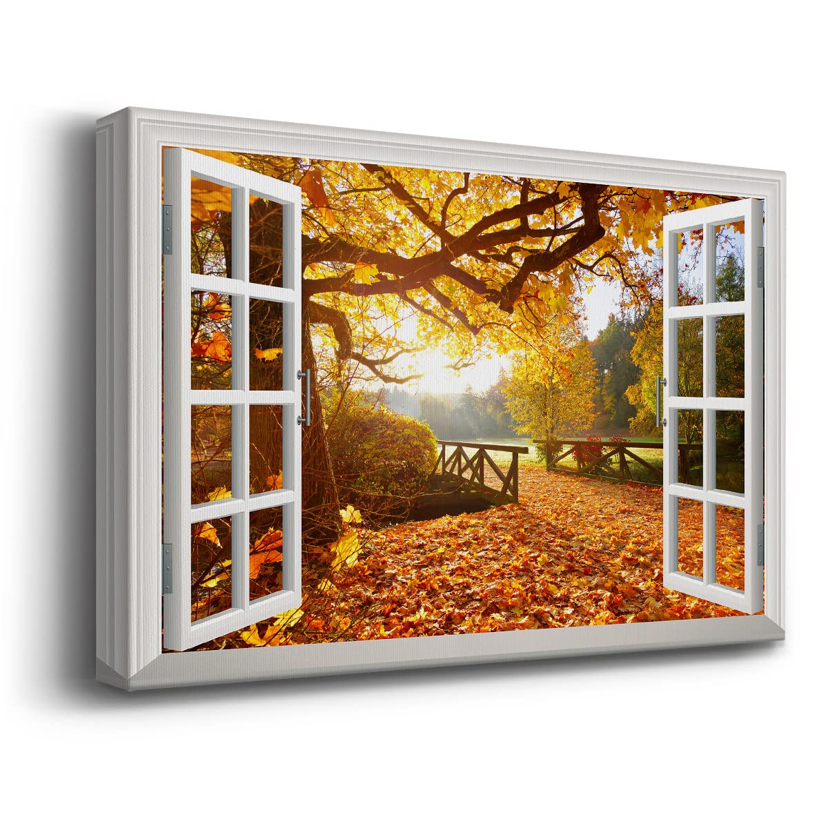 Renditions Gallery Nature Canvas Wall Art Paintings Modern Decorations Bright Autumn Forest Day Glam Romantic Wall Hanging Window View Artwork for Bedroom Office Kitchen - 18''x27'' LT21