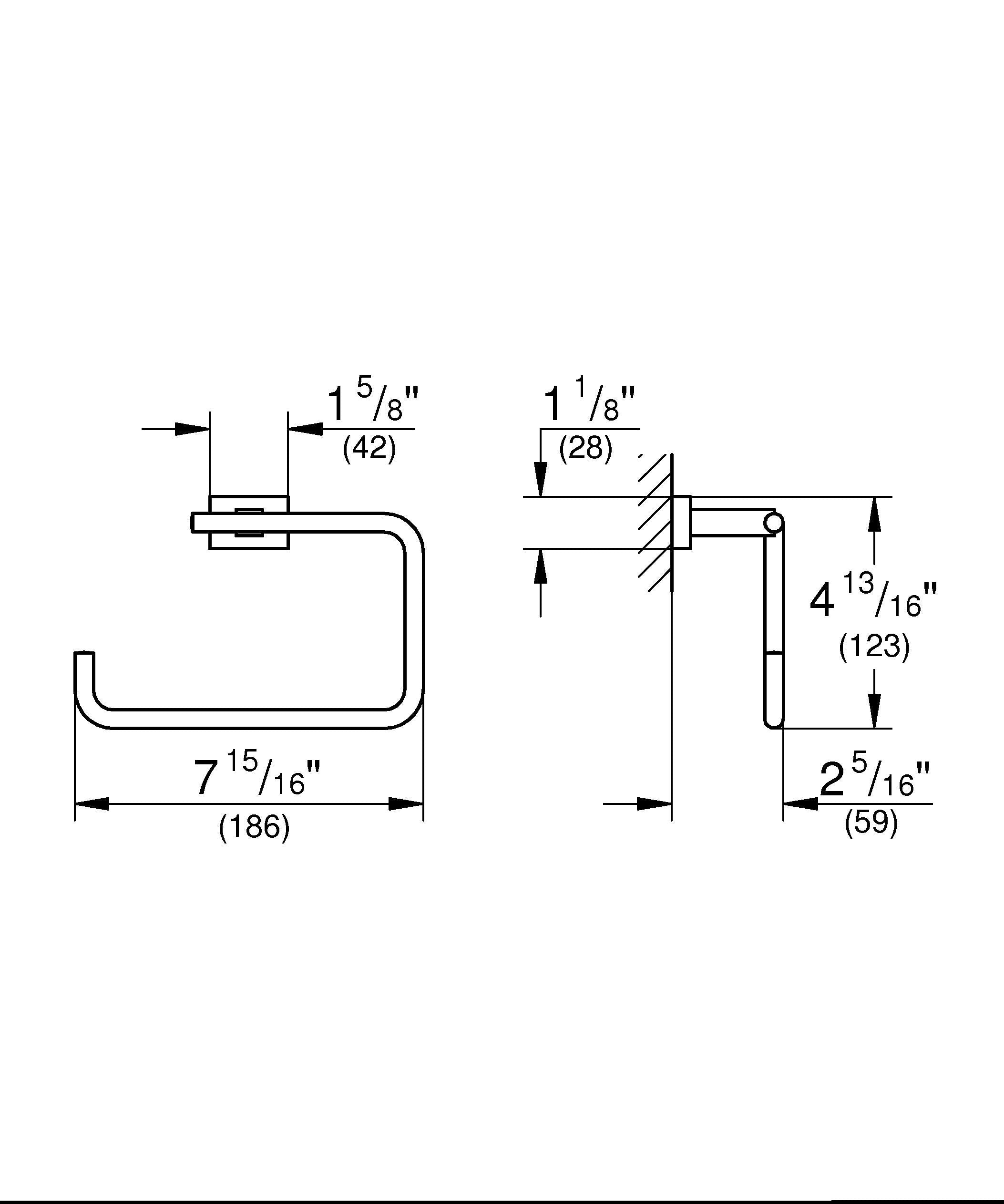 Grohe 40510001 Essentials Cube Metal 7.48-In. Towel-Ring, Starlight Chrome