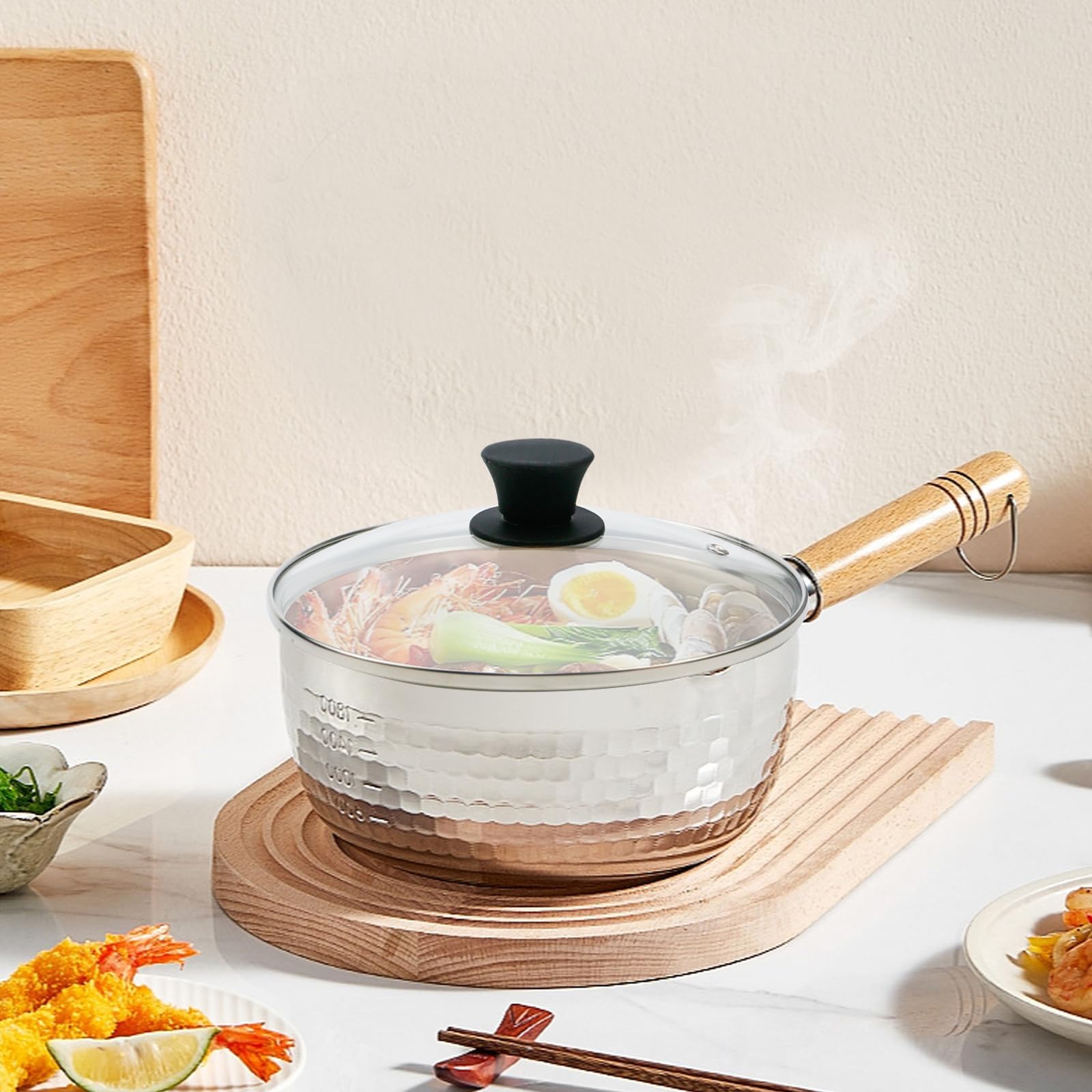 Woogim 9Inch 1Pcs Clear Single Hole Stainless Steel Tempered Glass Pot Cover With Silicone Knob Handle For Universal Lids For Fr