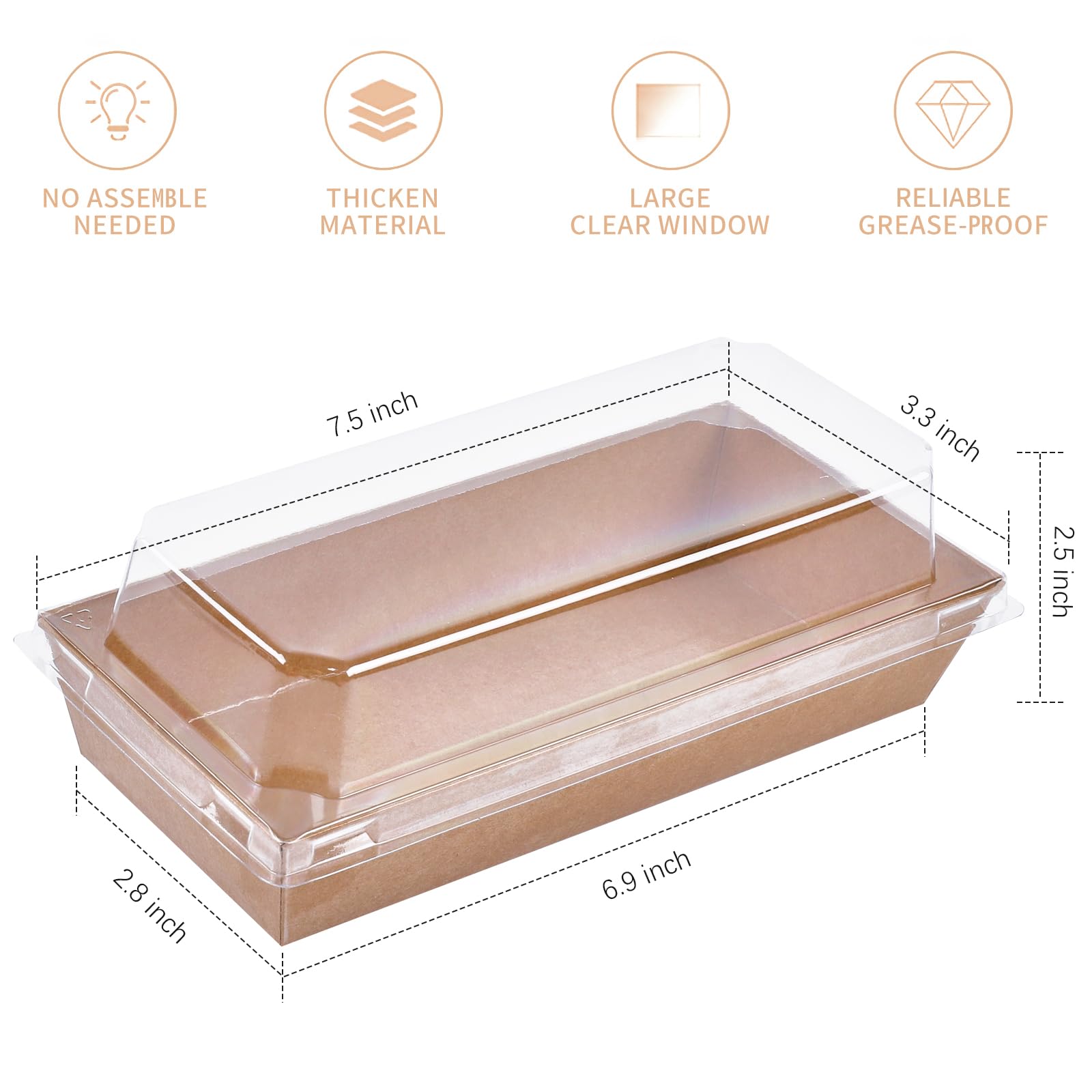 Ocmoiy Charcuterie Boxes With Clear Lids, 100 Pack Kraft Bakery Boxes, Cookie Boxes, Small Treat Boxes For Pastry, Sandwich, Cup