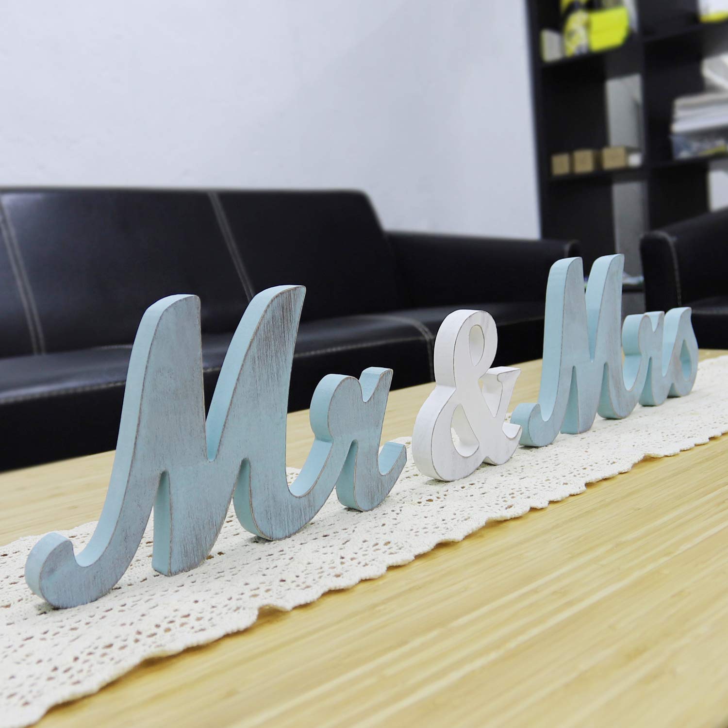 Wooden Mr and Mrs Sign, Rustic Mr. & Mrs. Letters Wedding Signs for Wedding Table, Miss Mr. Deroation for Photo Props/Party Tabl