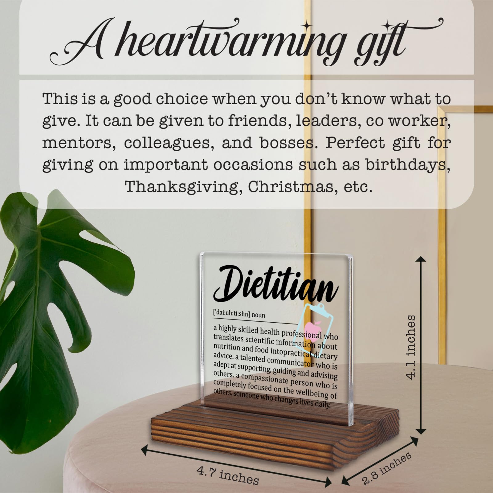 Dietitian Desk Sign Gift for Nutritionists, Thank You Appreciation Plaque for Registered Dietitian Office Decor, Nutritional Cou