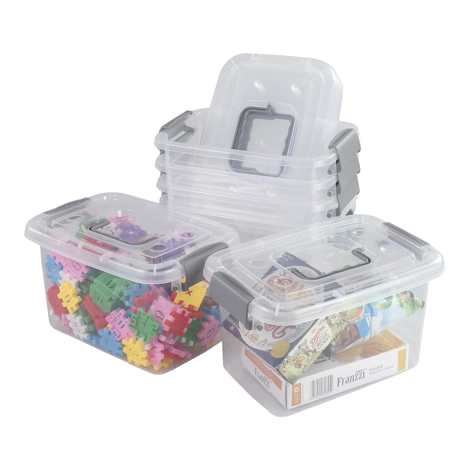 Joyeen Small Plastic Storage Totes, Clear Storage Boxes Set Of 6