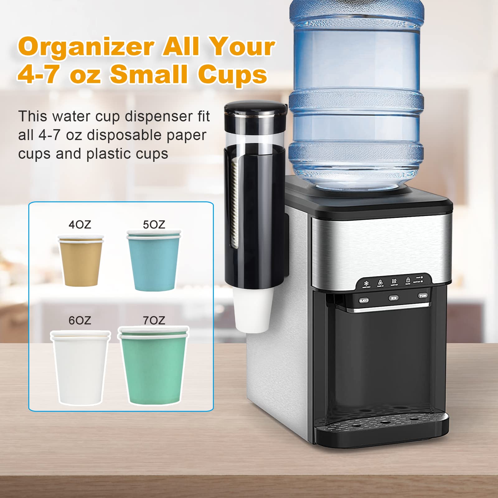 Cup Dispenser, Pull Type Water Cooler Cup Holder Fit 4Oz-7Oz Disposable Cups, Upgraded Wall Mounted Mouthwash Cup Dispenser For