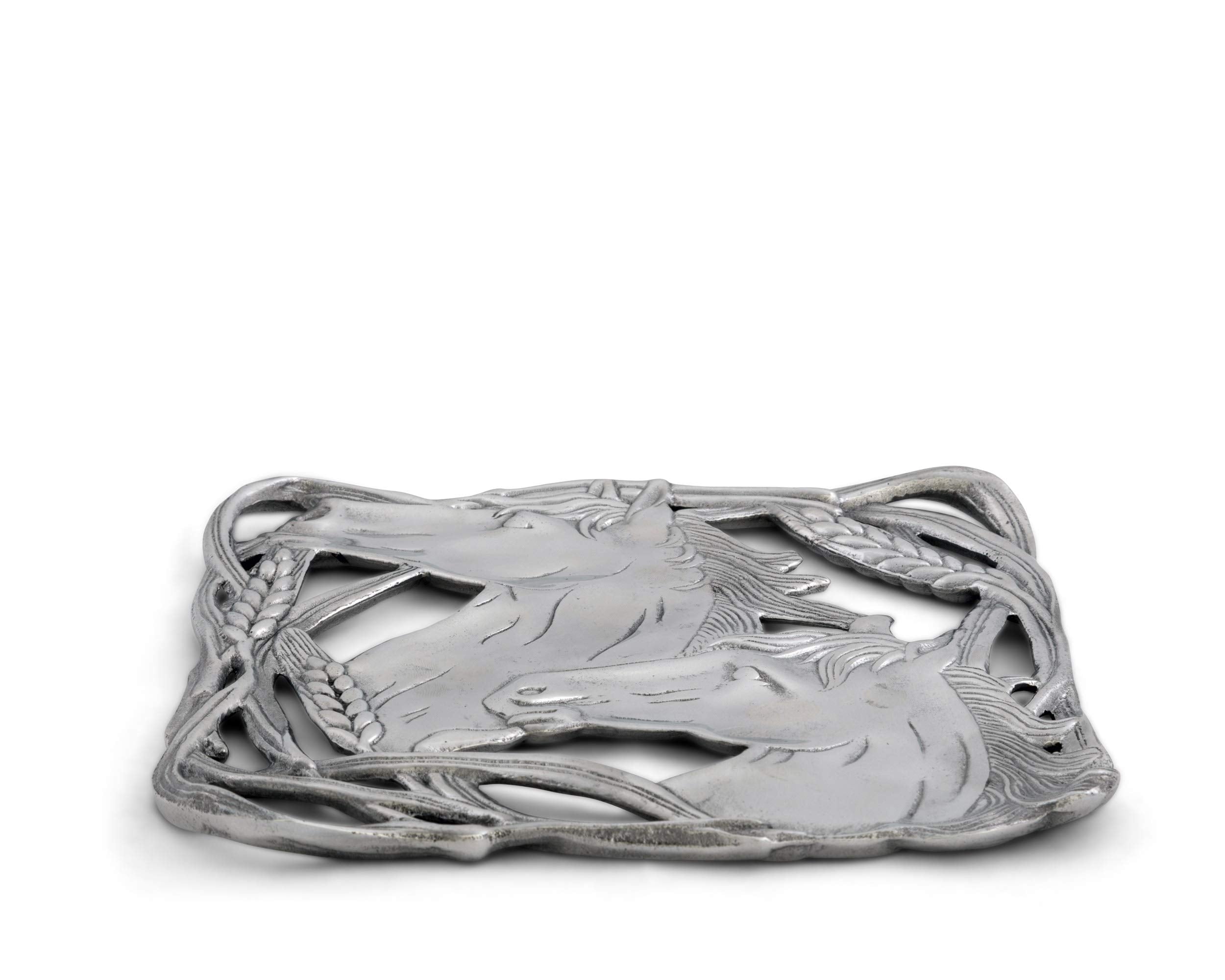 Arthur Court Designs Aluminum Horse With Wheat Trivet Hot Pans Pots Dishes Or Teapot 8 Inch Diameter