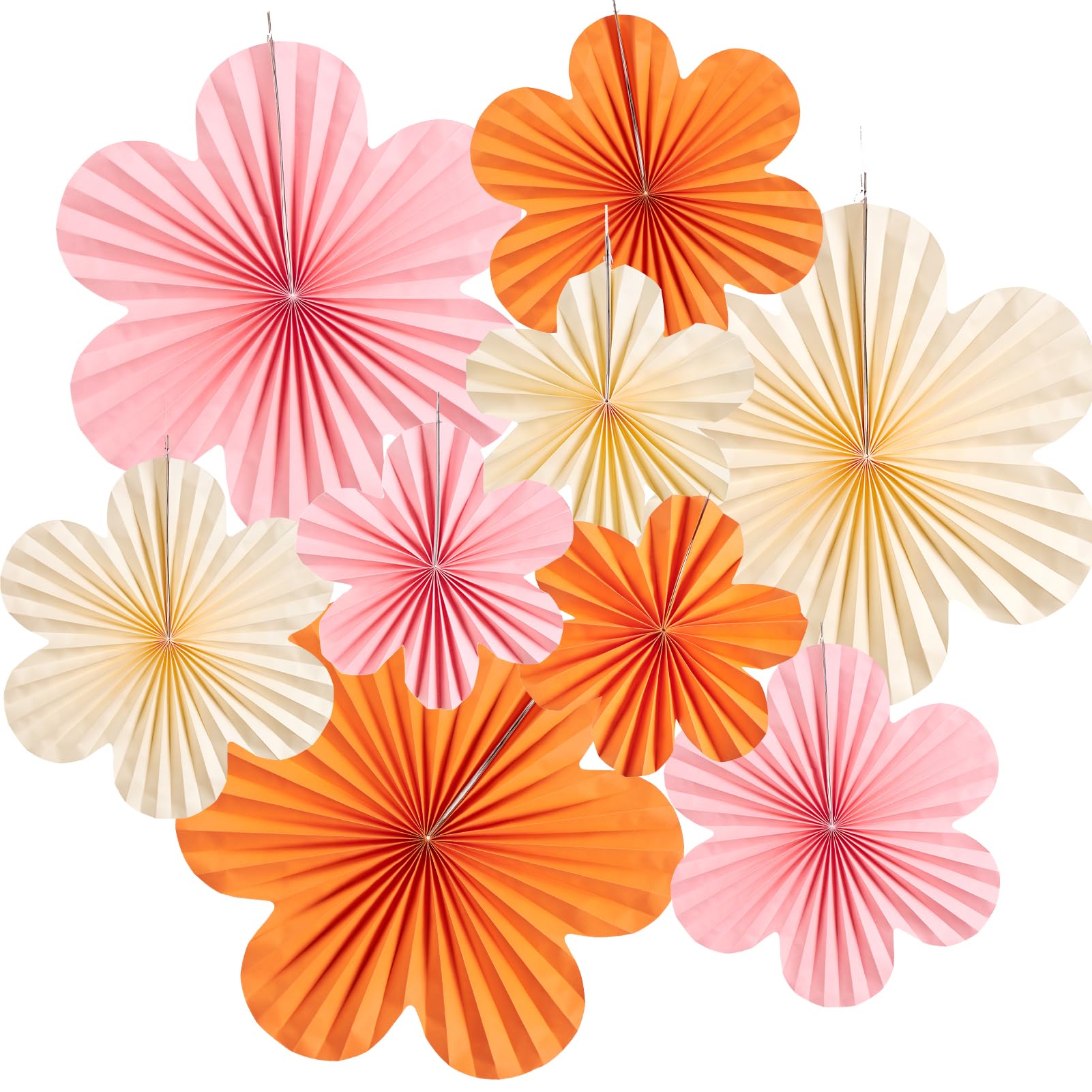 Paper Flowers Decorations For Wall Orange Paper Fans Classroom Decoration Paper Floral Backdrop Decor Paper Fans Decoration Hang