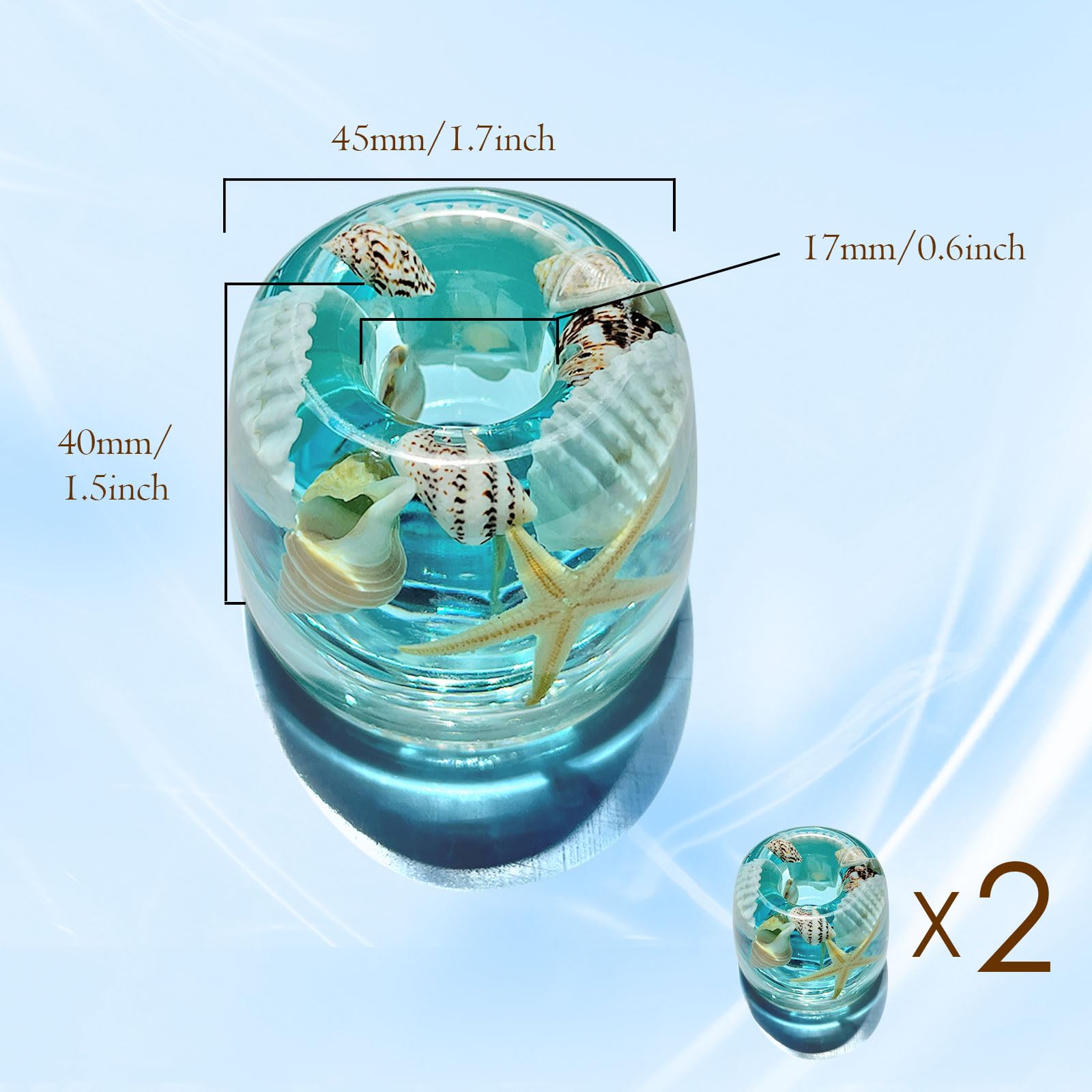 Fonmy Mini Couple Toothbrush Holder Stand-Acrylic W/Nature Seashell Handmade Seascape Razor Holders Organizer For Bathroom Vanit