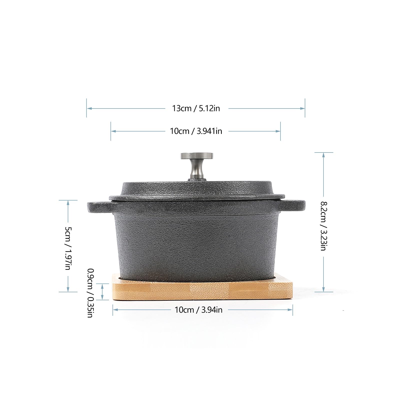 Hawok Cast Iron Sauce Pan With Lid 270Ml/9.13Oz/1.08Cups Mini Dutch Oven Black Set Of 2