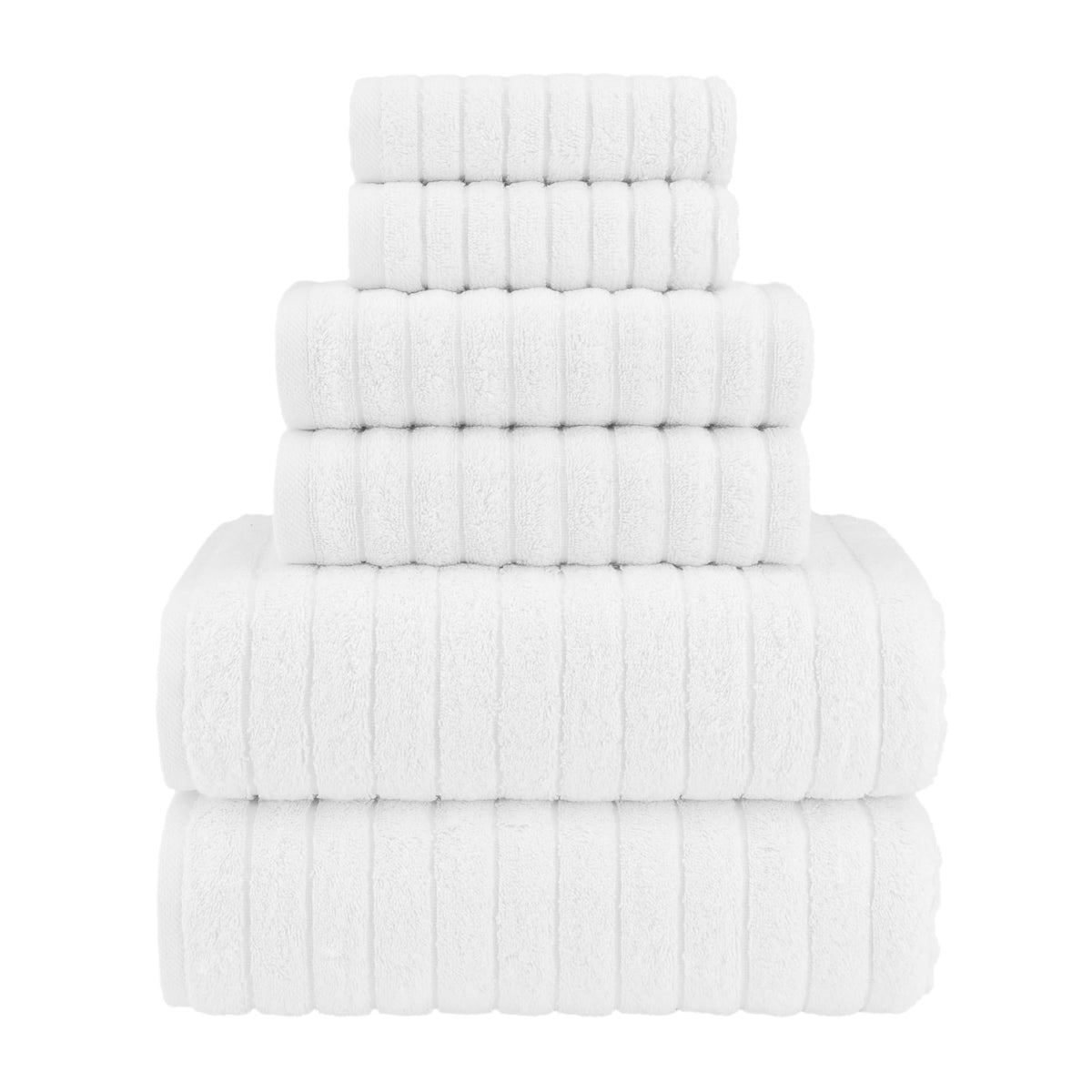 Elegant Comfort 100% Turkish Cotton Corduroy Ribbed Luxury Bath Towels 6-Piece Set, Premium Feel - Quick Dry, Highly Absorbent,