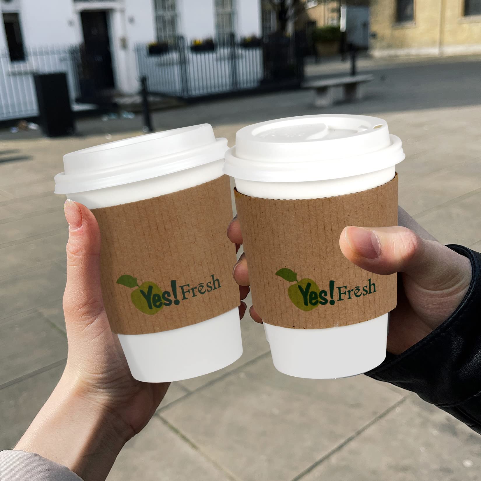 50 Pack White Coffee Cups With Lids And Sleeves ,12Oz Disposable Paper Coffee Cups , To Go Cups For Hot Chocolate, Tea, Hot/Cold