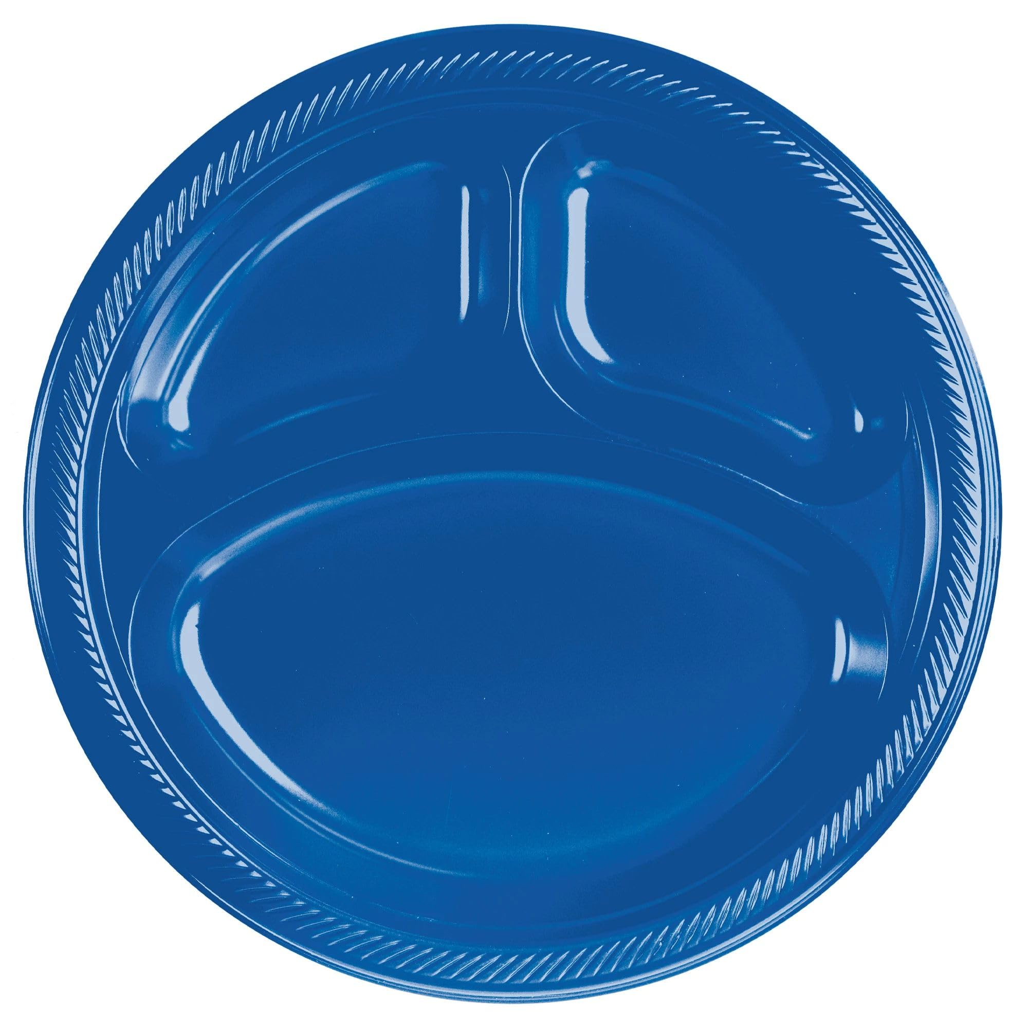 Bright Royal Blue 3-Compartment Plastic Plates - 10'' (Pack Of 20) - Vibrant & Convenient Party Plates For All Occasions