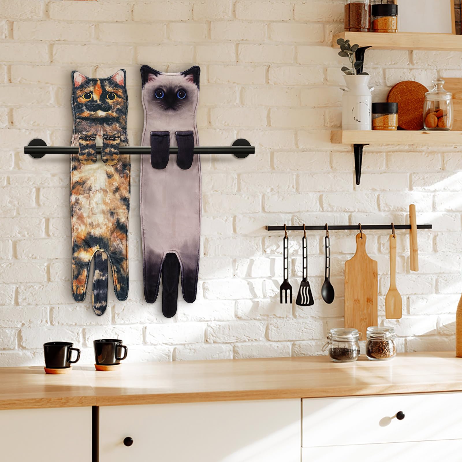 Openhahaha Cat Hand Towels for Bathroom Funny Cat Towels Kitchen Decorative  Cat Towel Absorbent Soft  Cat Gifts for Women/Cat Lovers