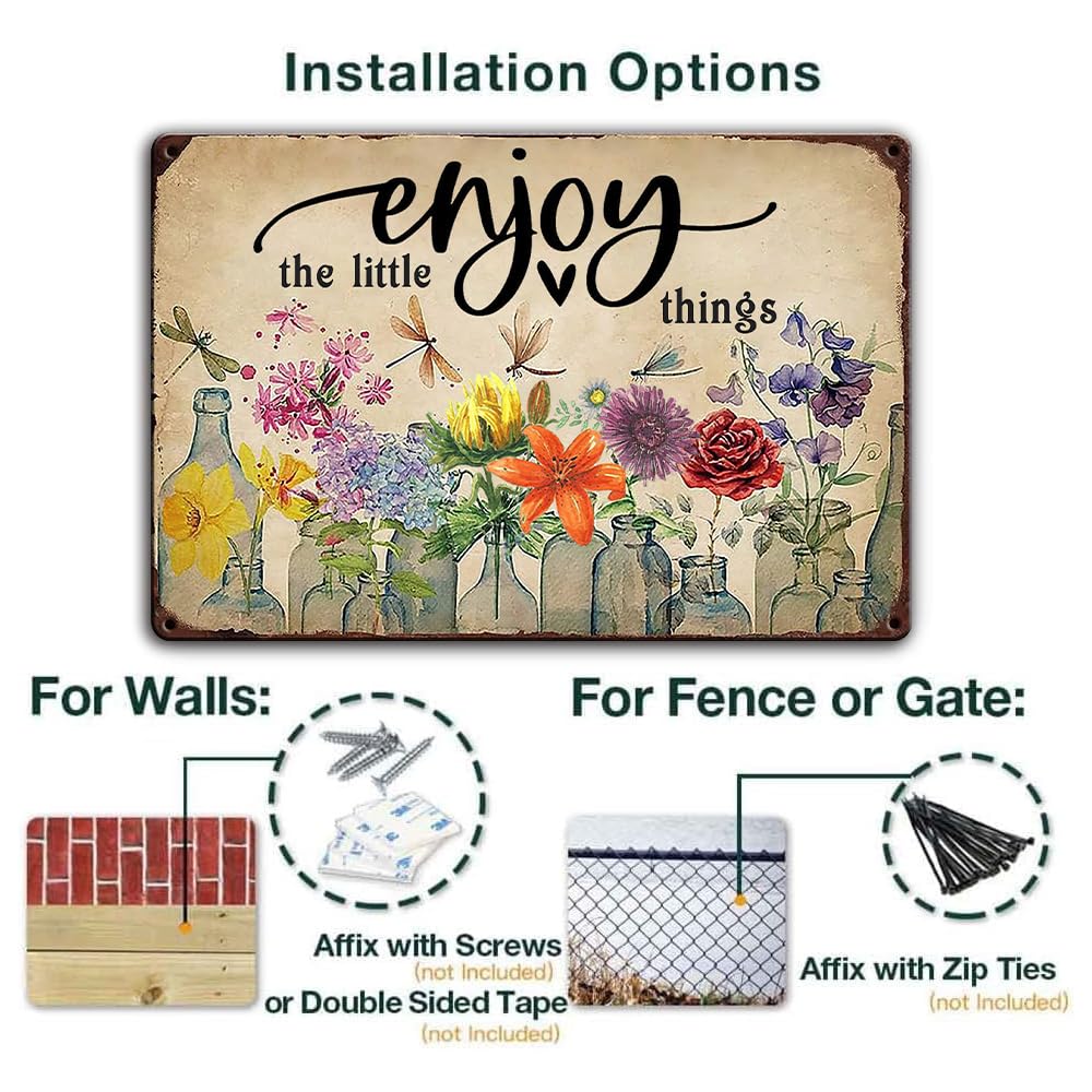 Ykfss Funny Garden Signs Outdoor Wall Decor For Patio Metal Signs For Outside Porch Tin Signs Enjoy The Little Things Sign Garde