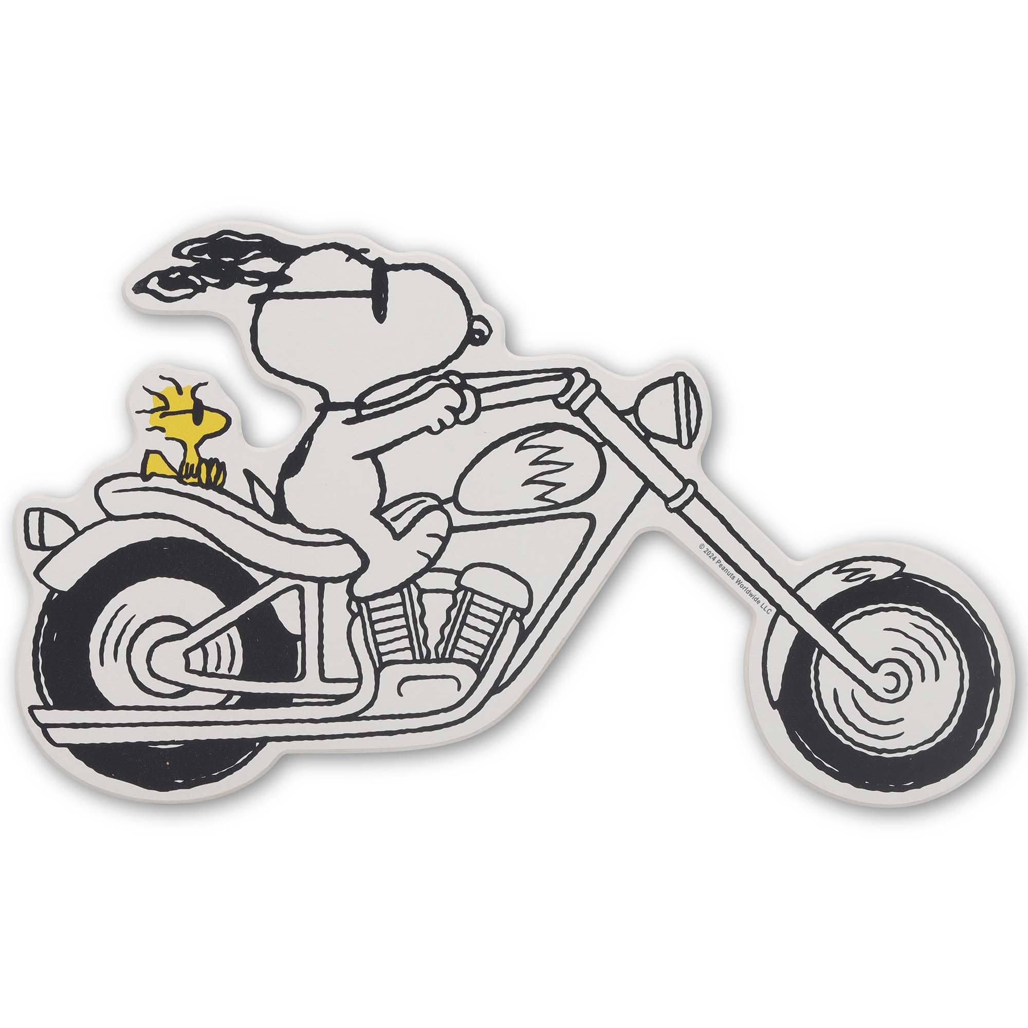 Open Road Brands Peanuts Snoopy on Motorcycle Wood Wall Decor - Fun Snoopy Wall Art for Kids Bedroom, Play Room or Game Room