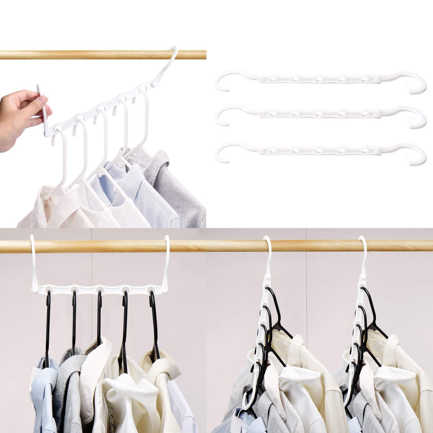 House Day White Magic Space Saving Hangers, Premium Smart Hanger Hooks, Sturdy Cascading Hangers With 5 Holes For Heavy Clothes,