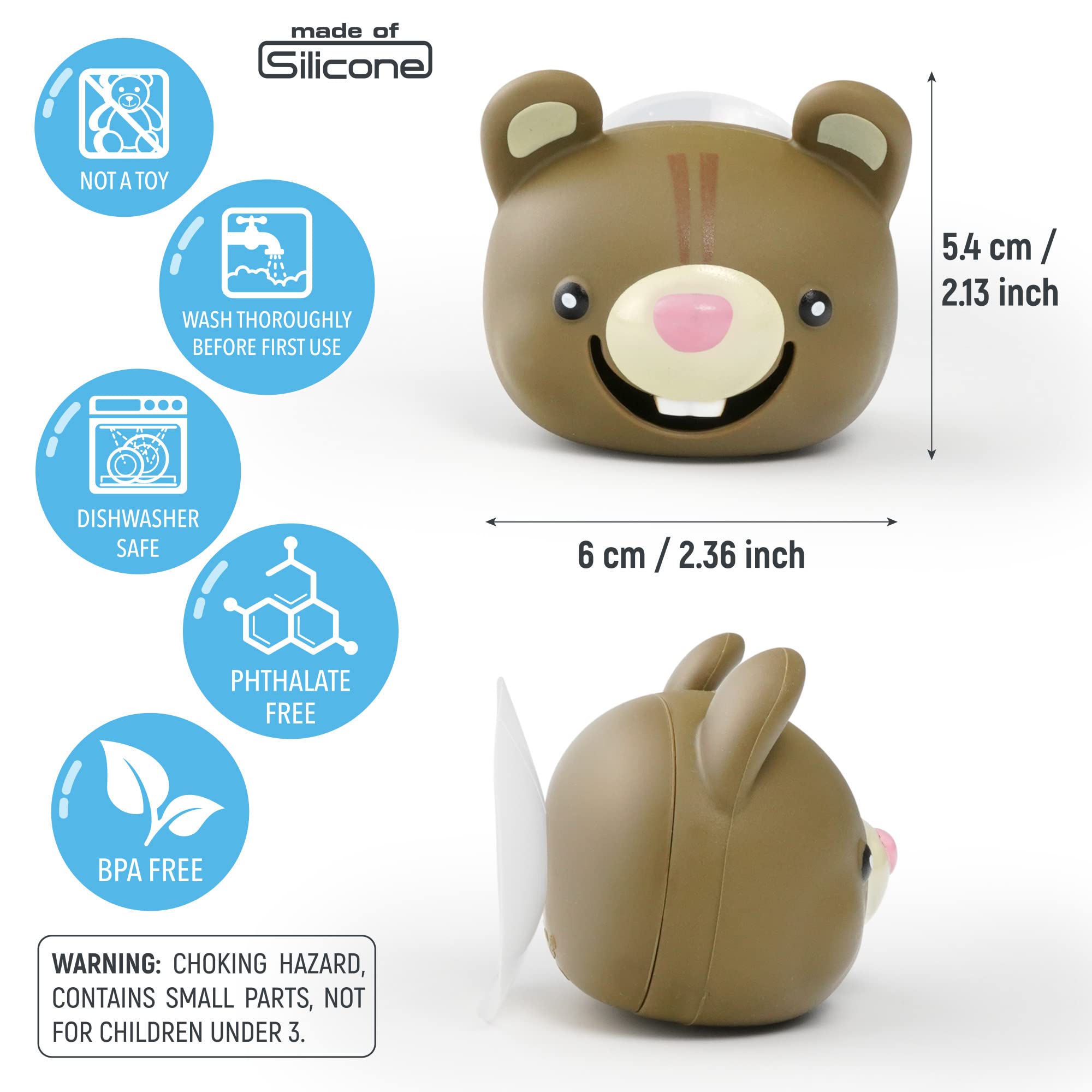 Hoobbe Animal Toothbrush Holder, Kids Suction Toothbrush Holder With Mirror/Glass/Wall Mounted Suction Cup, Bathroom Organizer,