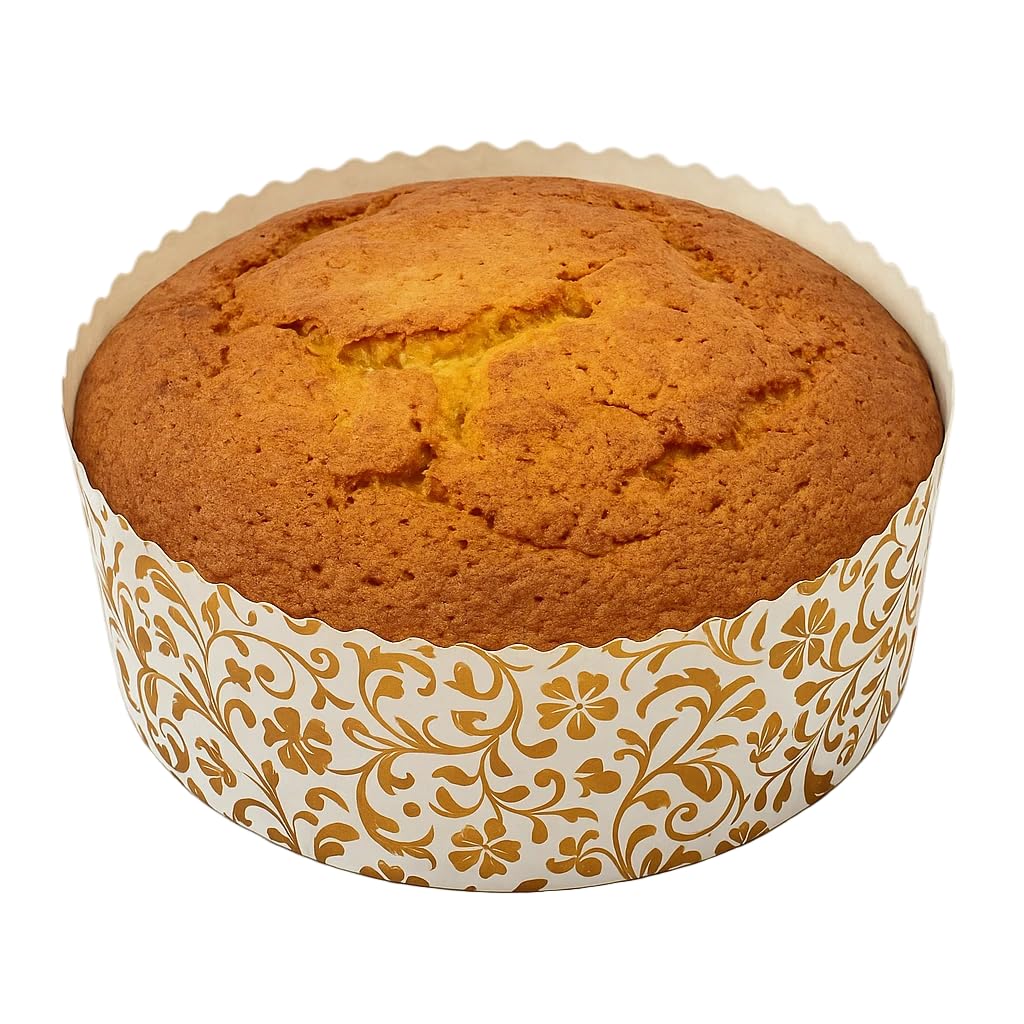 Esslly 6 Elegant Bake & Serve Paper Disposable Cake Mould Set, Gold Floret Design, Half Kg Capacity, Greaseproof & Heat-Resistan