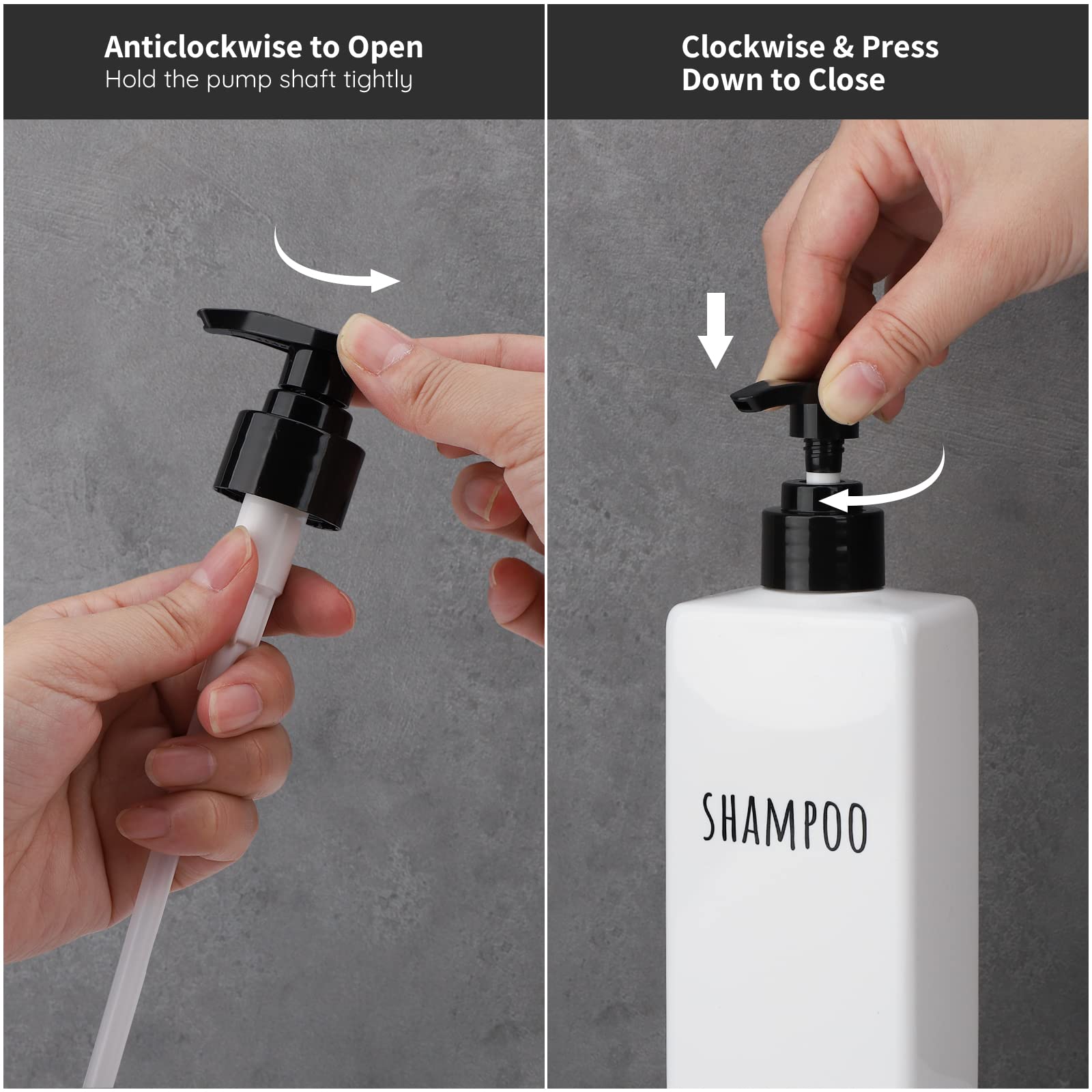 Segbeauty Plastic Soap Dispenser, 3Pcs 16.9Oz Refillable Shampoo Bottles White, 500Ml Empty Square Pump Press Bottle Shower Disp