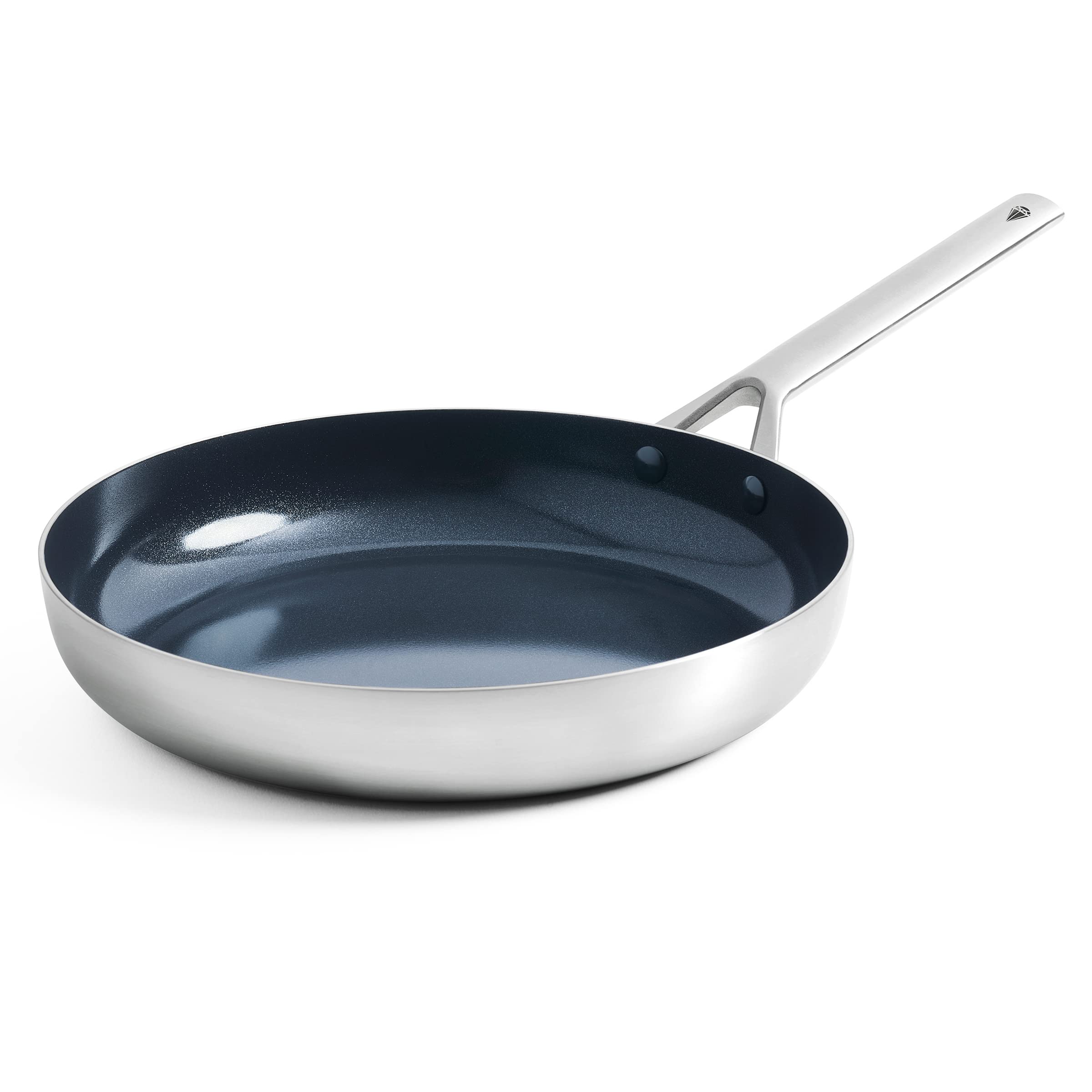 Blue Diamond Tri-Ply Stainless Steel Ceramic Nonstick Frying Pan Skillet, 8 Inch, Pfoa-Free Pfas-Free, Multi Clad, Induction, Di