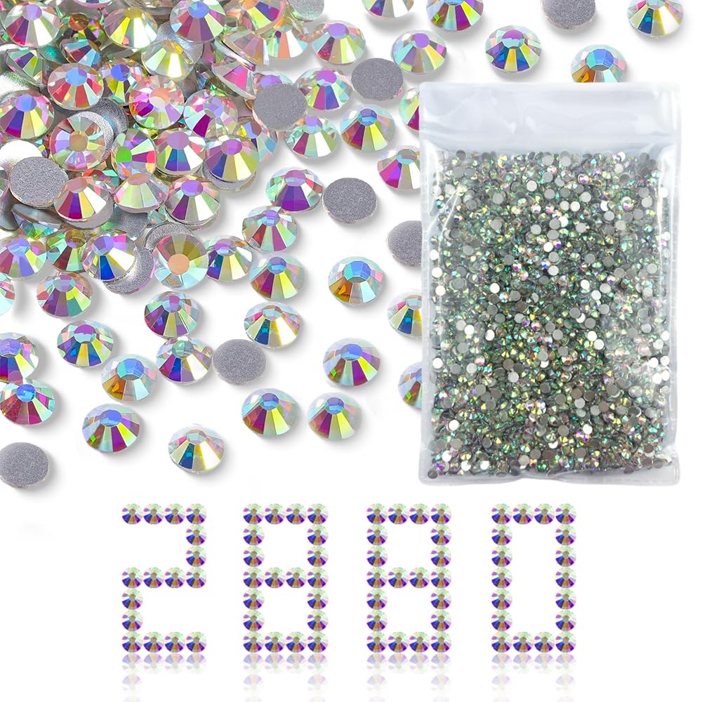 2880Pcs Ss12 3Mm Nail Crystals Ab Nail Art Rhinestones Round Flatback Glass Gems Stones Beads For Nails Decoration Crafts Eye Ma