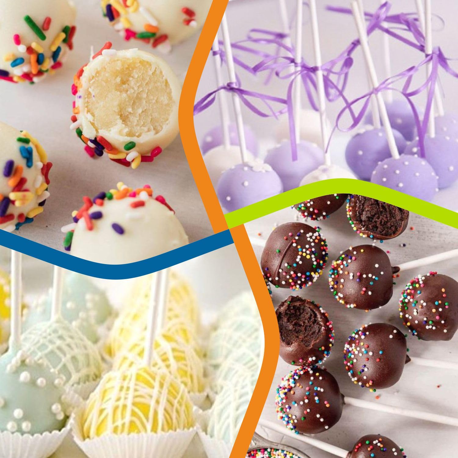 300Pcs 6Inch Lollipop Sticks, Cake Pops, Candies, Chocolates And Cookies Bag Set Including 100 Parcel Bags, 100 Papery Treat Sti