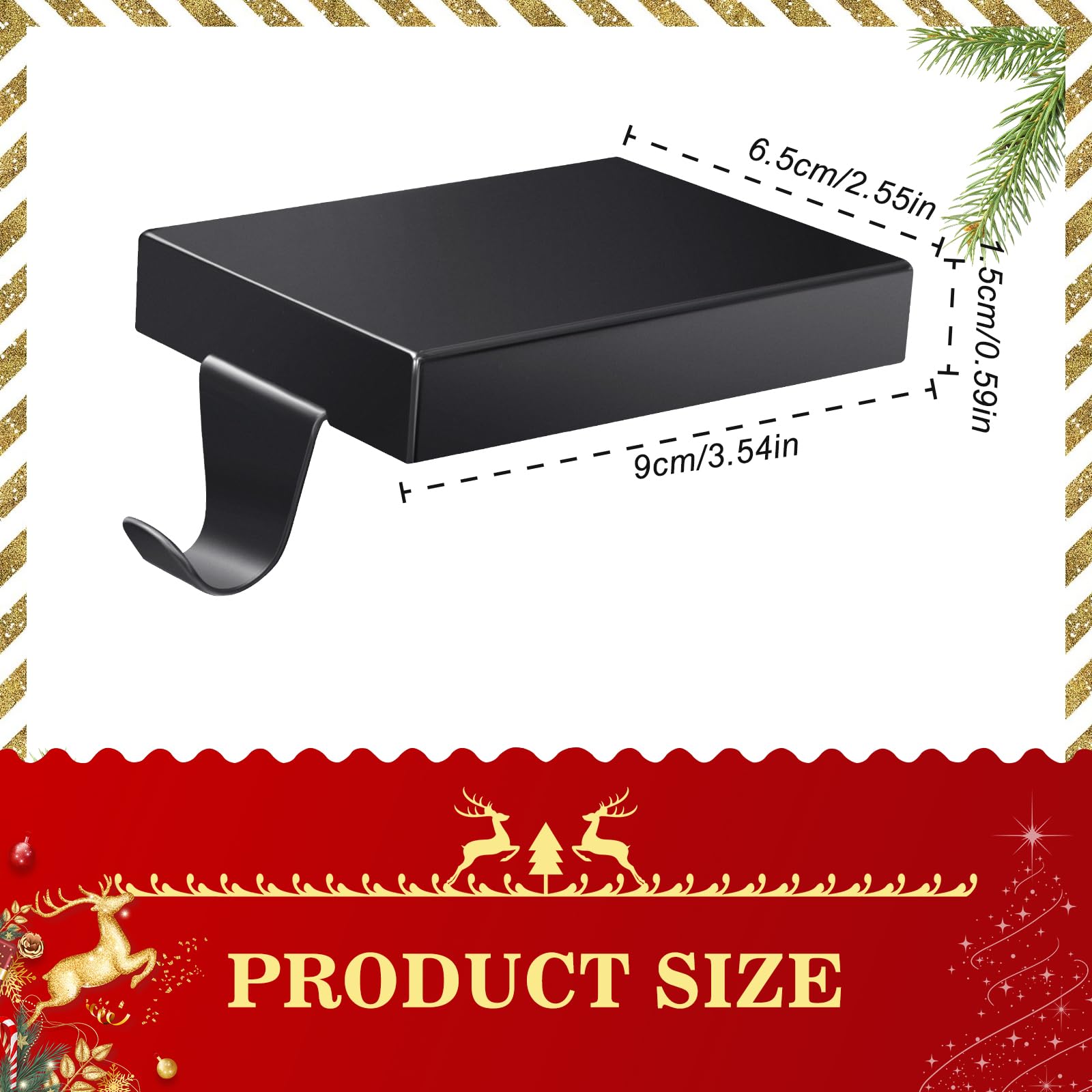 Tcevily 3 Pack Christmas Stocking Holder Bases - Mantel Stocking Hangers Hanging Hooks for Fireplace Stand Holder Weighted Hooks