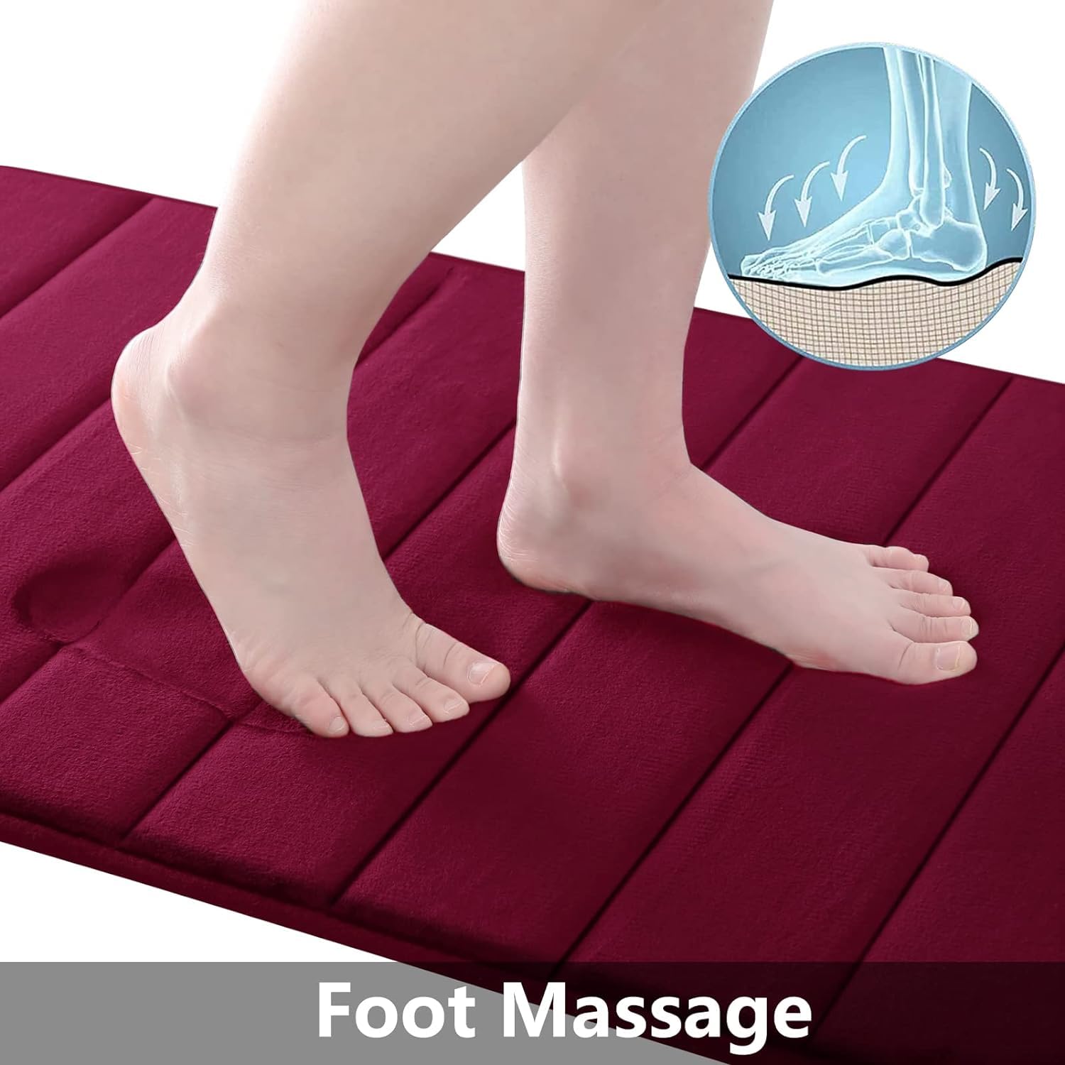 Buganda Bathroom Rug And Mat Set, 2 Piece Memory Foam Bath Mat And U-Shaped Toilet Rug, Machine Wash Dry, Soft Non Slip Absorben