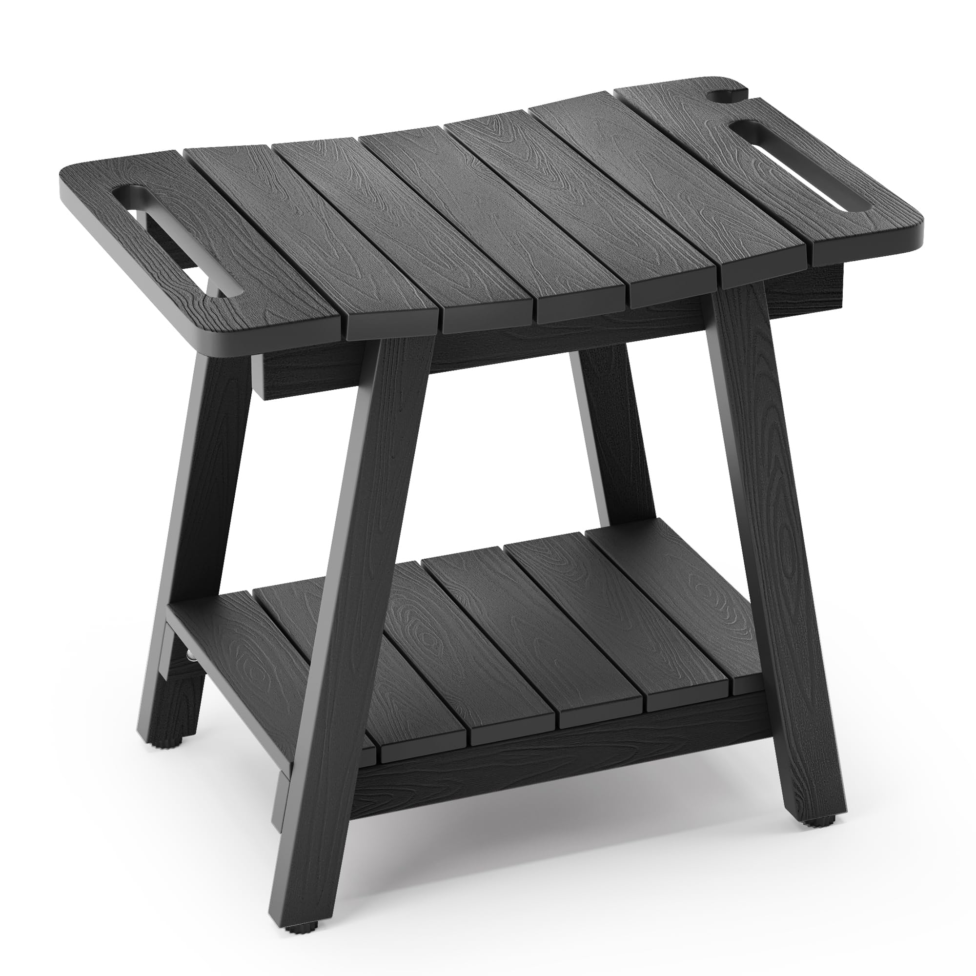 Lue Bona Shower Bench, Hdps Shower Seat With Storage Shelf, Waterproof Shower Chair, Non-Slip Shower Stool For Adults, Elderly,