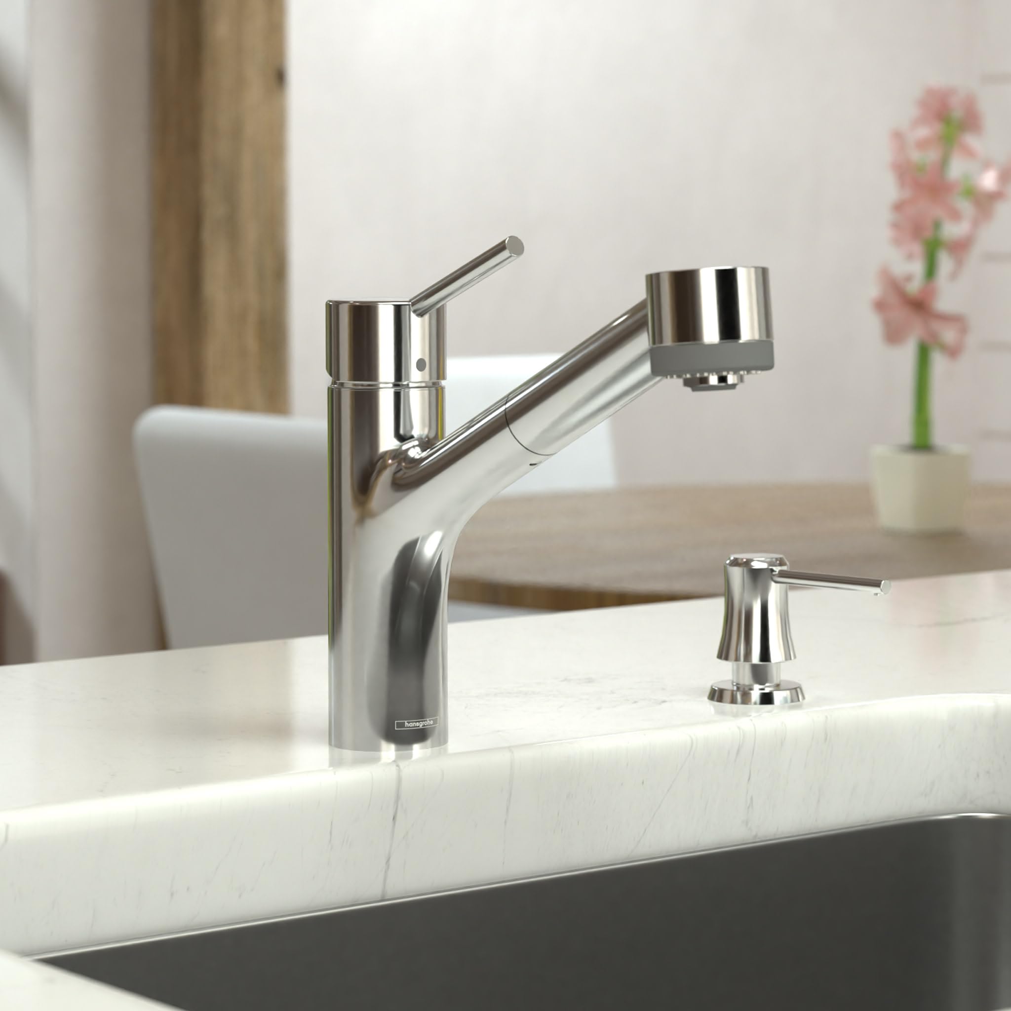 Hansgrohe Talis S Chrome Single-Handle Kitchen Faucet, Kitchen Faucets With Pull Out Sprayer, Faucet For Kitchen Sink, Chrome 06
