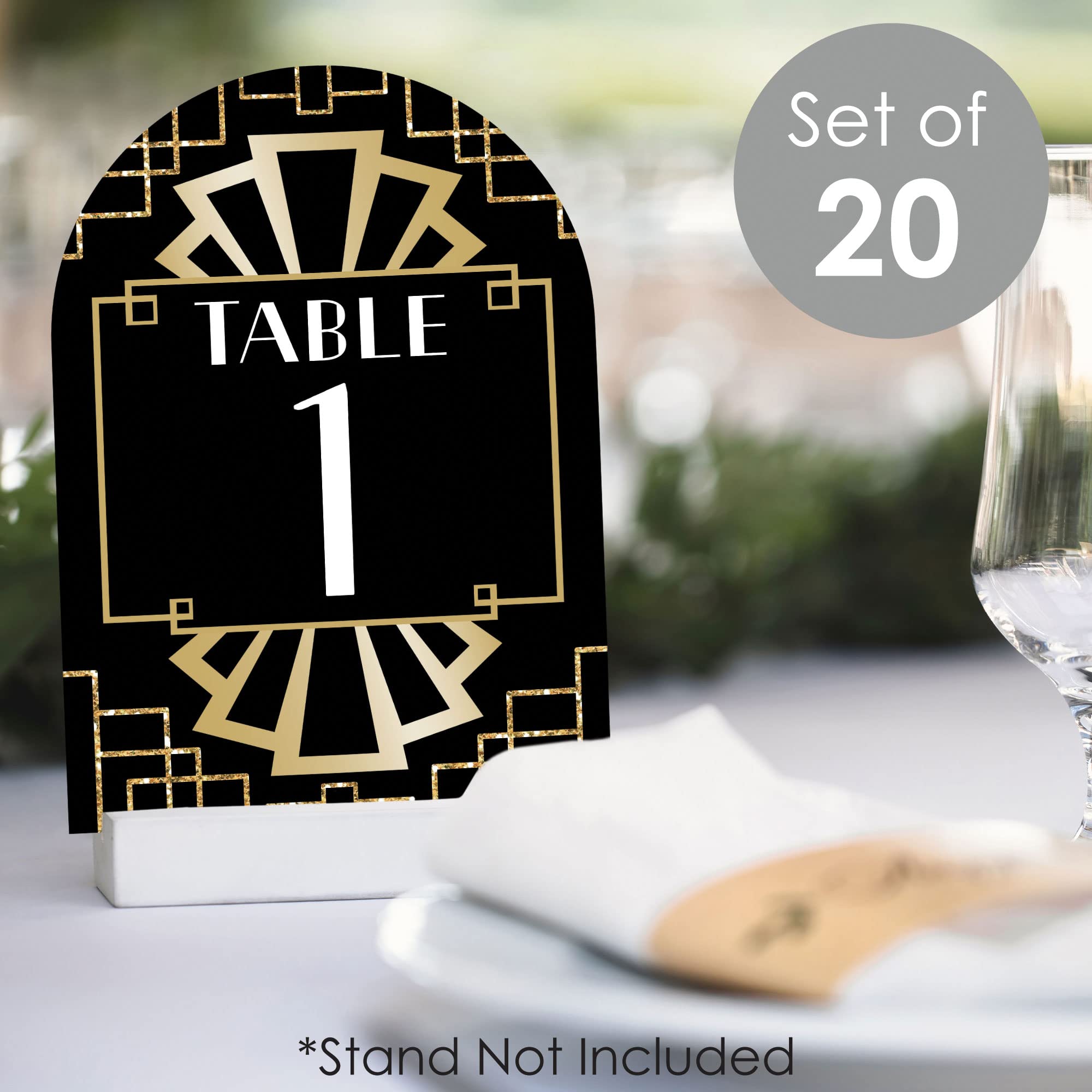 Big Dot Of Happiness Roaring 20S - 1920S Art Deco Jazz Party Double-Sided 5 X 7 Inches Cards - Table Numbers - 1-20