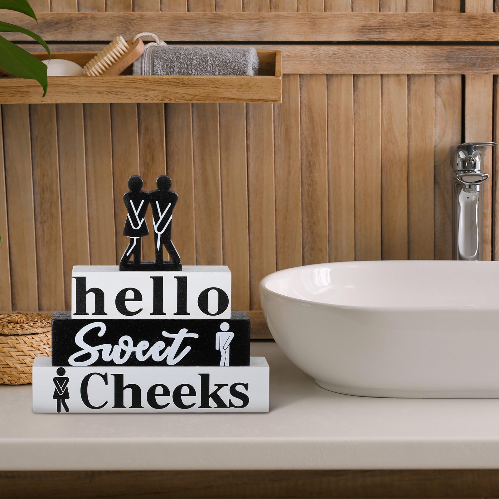 Cinnvoice 4 Pcs Funny Bathroom Decor Farmhouse Modern Bathroom Decoration Western Hello Sweet Cheeks Table Centerpiece Christmas
