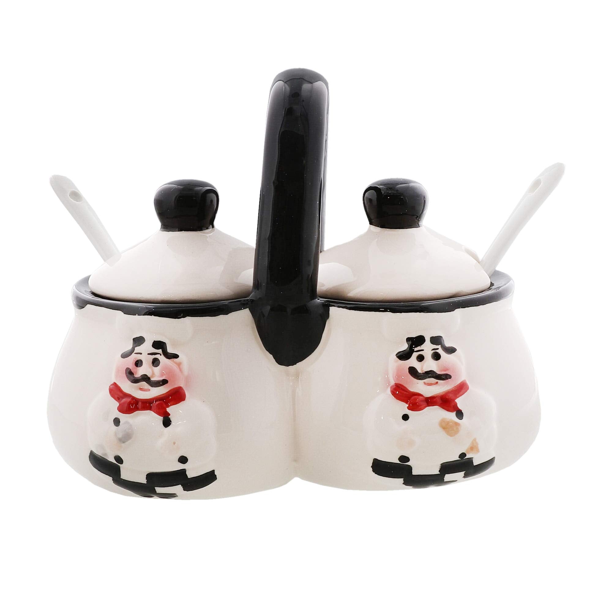Servette Home Chef Condiment Holder With Lids And Spoons