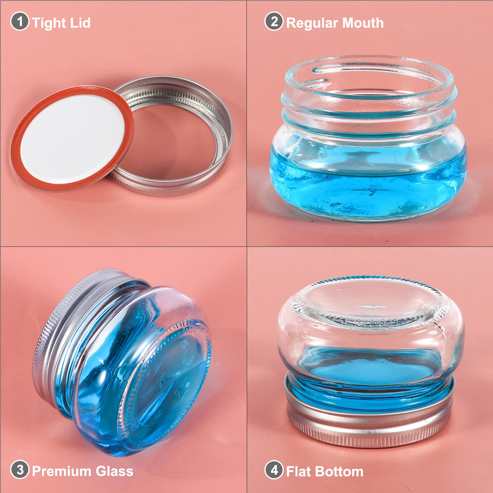 Betrome 4 Oz Mason Jars, 24 Pack 120Ml Glass Canning Jars With Regular Mouth Lids, Glass Jars Storage Containers For Overnight O
