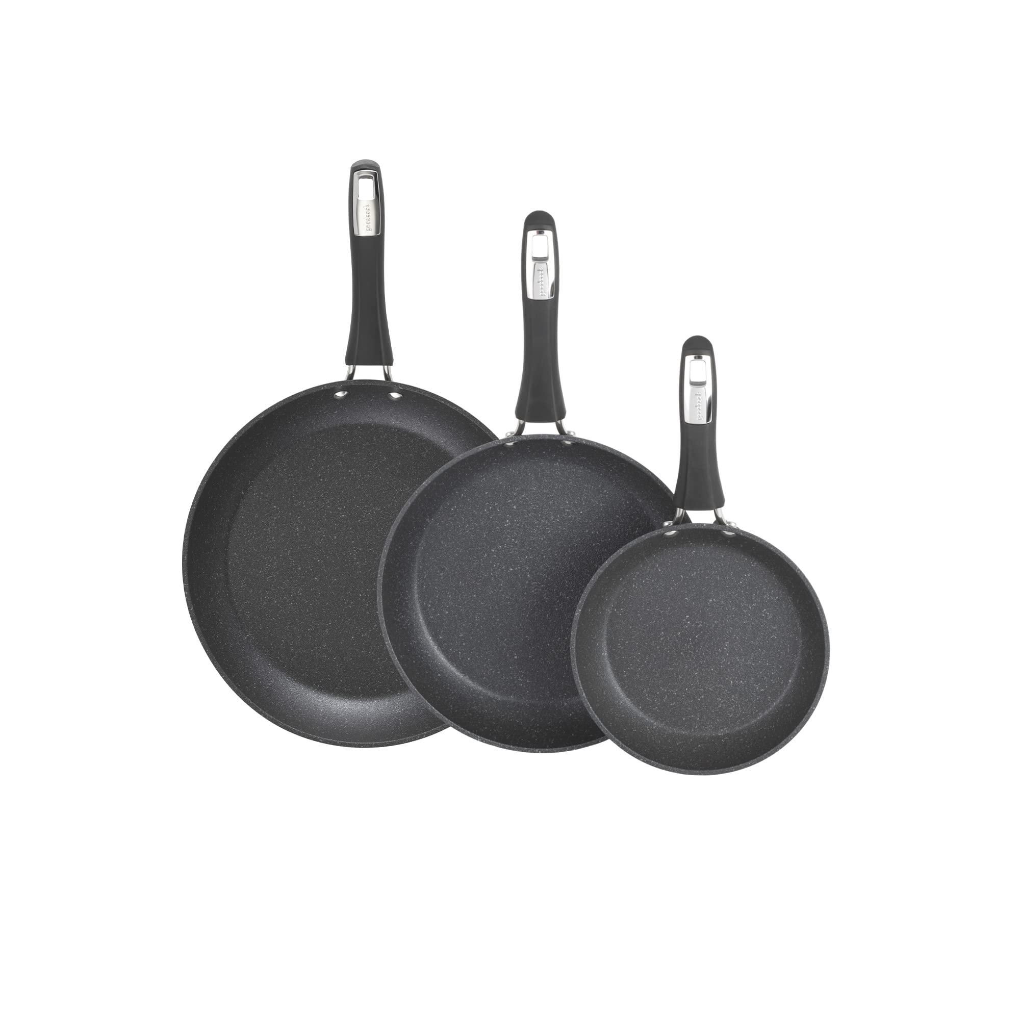 Goodcook 3-Piece Micro-Divot Nonstick Aluminum Fry Pan Set With Silicone Handles, Includes 8'', 10'' And 12'' Fry Pans, Long-Las