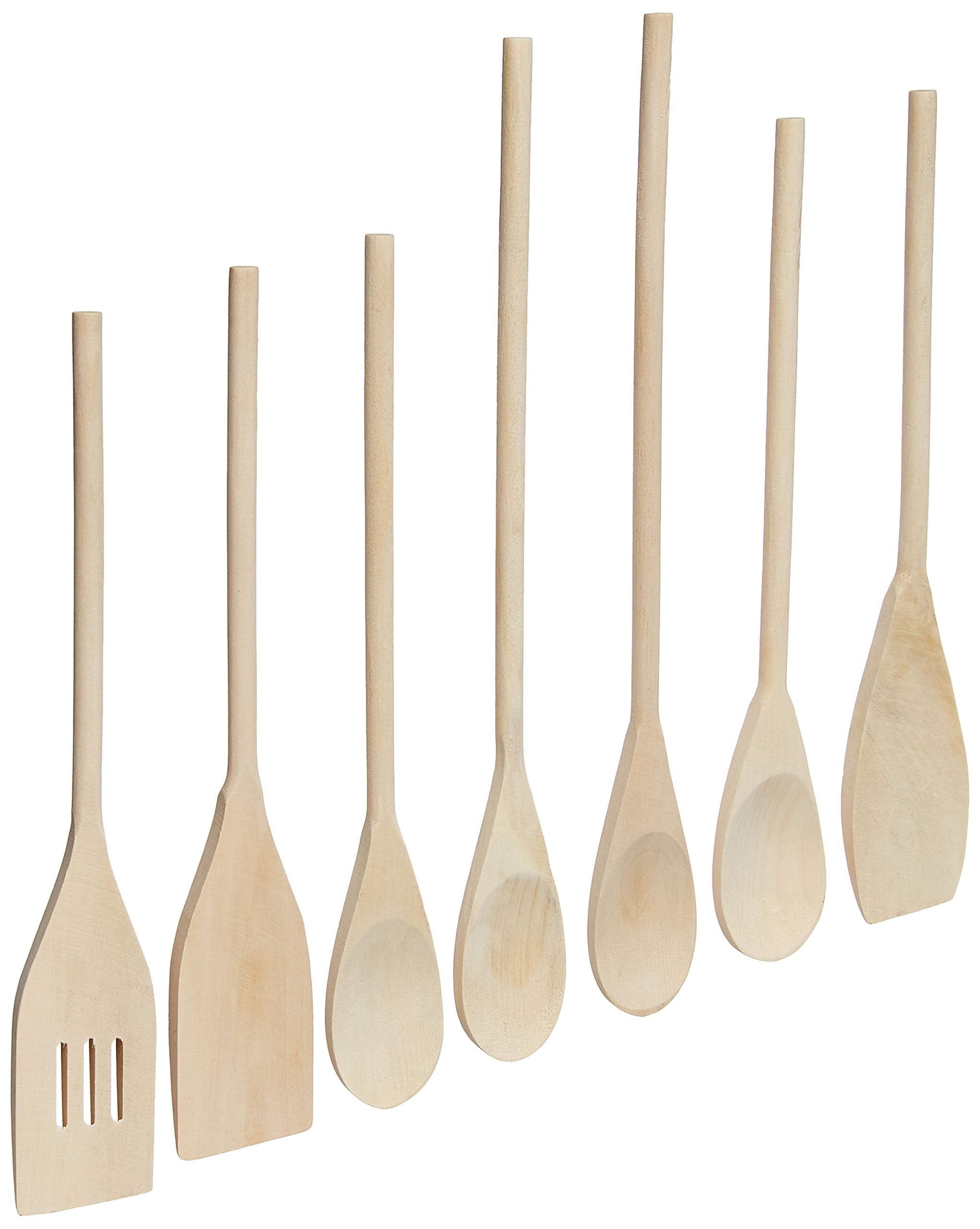Mountain Woods 7 Piece Organic Wood Utensil Set, Spatula And Spoons | Eco-Friendly Safe Kitchen Cooking Tools