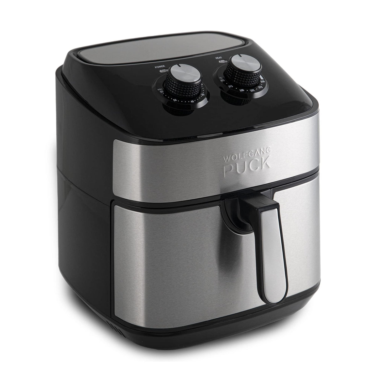 Wolfgang Puck 9.7Qt Stainless Steel Air Fryer, Large Single Basket Design, Simple Dial Controls, Nonstick Interior, Includes Coo