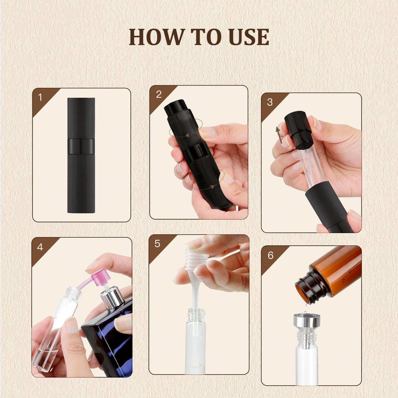 Lisapack 8Ml Perfume Atomizer Spray Bottle, 1Pcs Travel Cologne Sprayer Refillable, Empty Mini Portable Perfume Dispenser (Grey)
