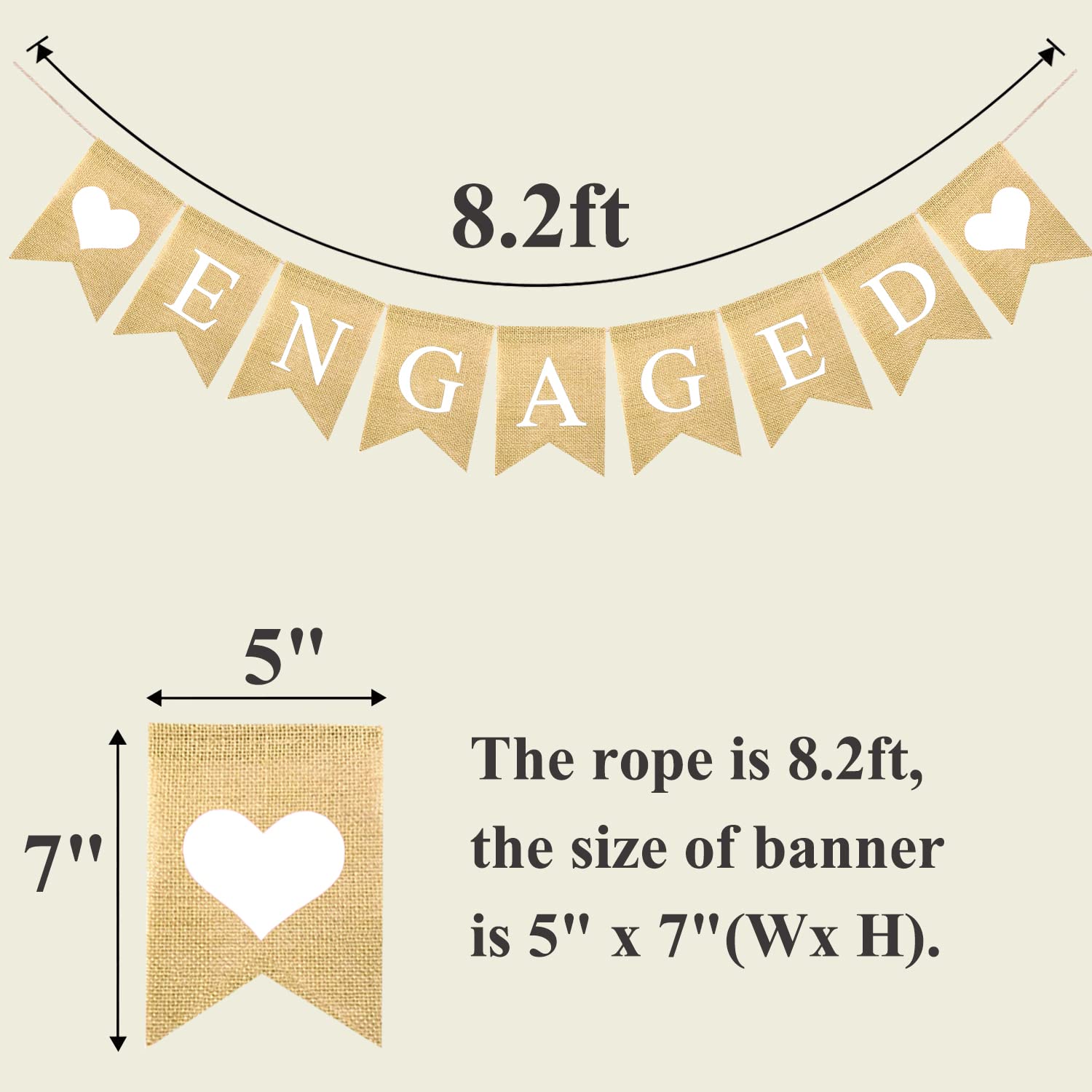 Fakteen Engaged Banner Burlap Bunting Garland With Love Hearts For Bridal Shower Bunting Rustic Wedding Engagement Party Decorat