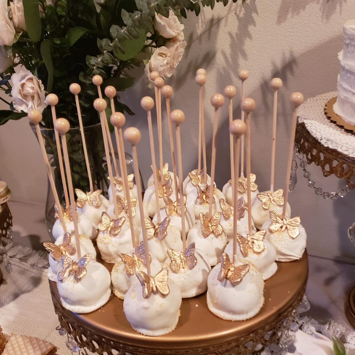 100 Pieces Rock Candy Sticks With Ball Wooden Sticks Wood Cake Sticks Drink Stirrer Sticks For Lollipop Coffee Appetizer Skewers